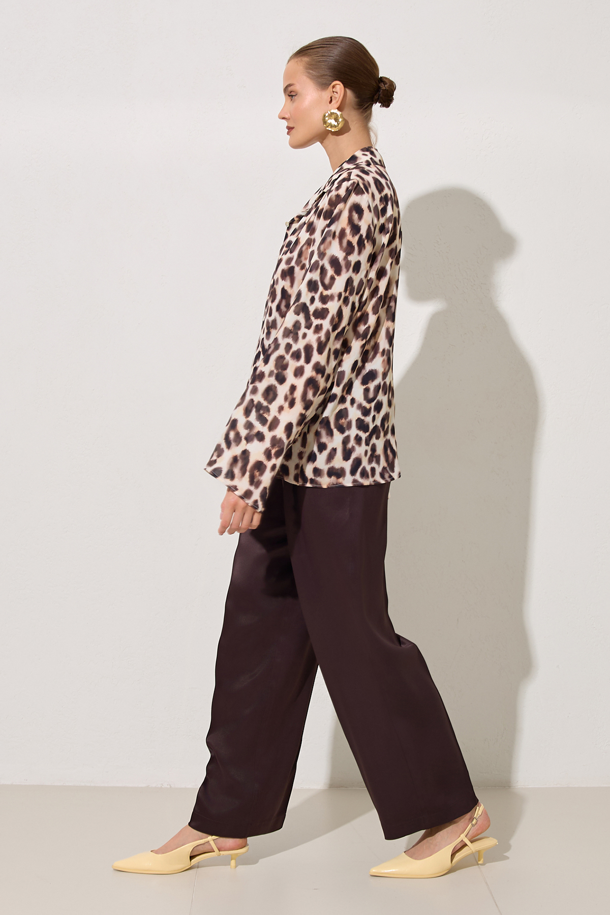 Krem - Acı Kahve 1YA1WSGM0726 GÖMLEK Kadın Gömlek modelleri