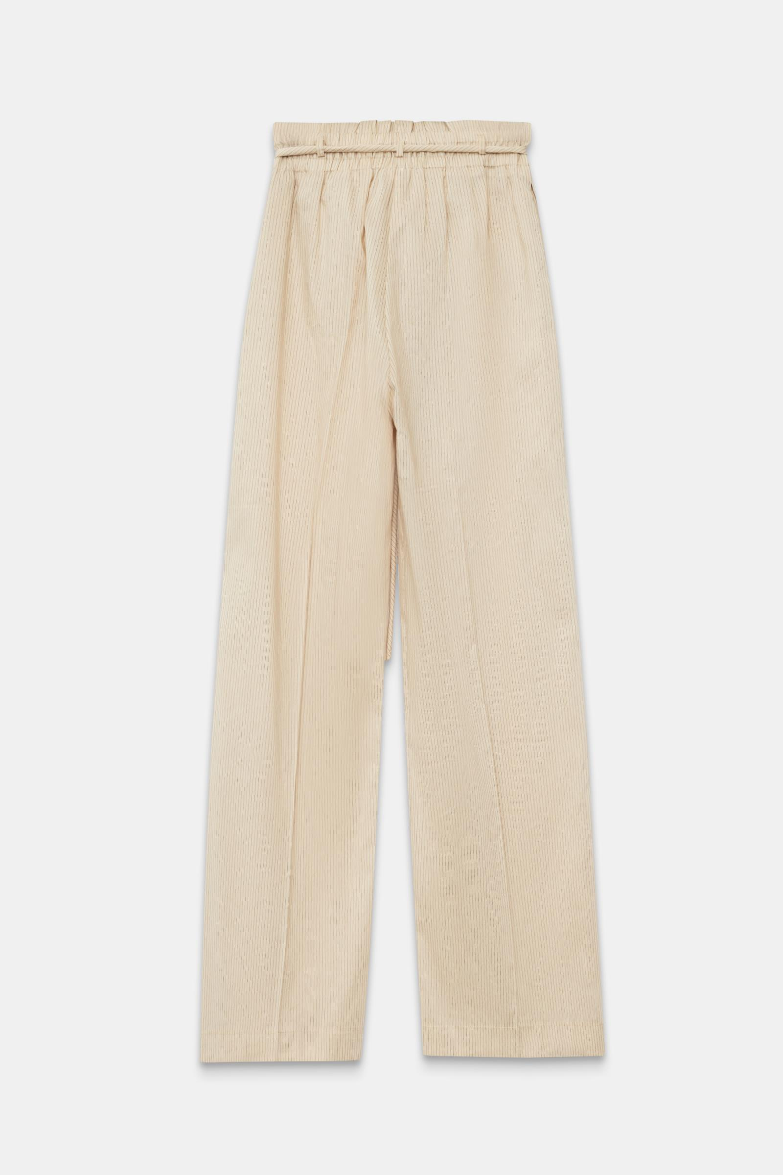 Krem-Siyah Bağlama Detaylı Rahat Kesim Pantolon Kadın Pantolon modelleri