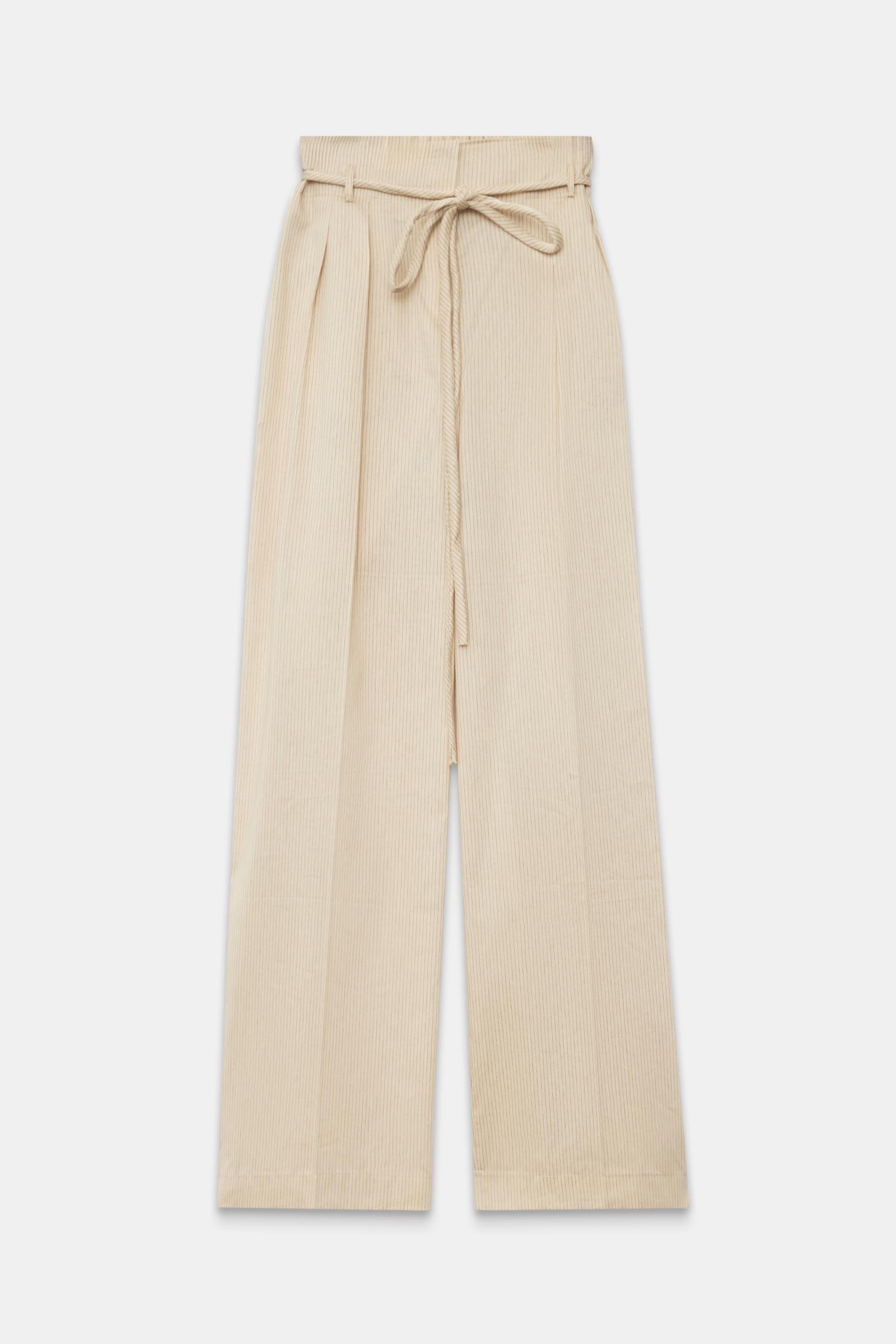 Krem-Siyah Bağlama Detaylı Rahat Kesim Pantolon Kadın Pantolon modelleri