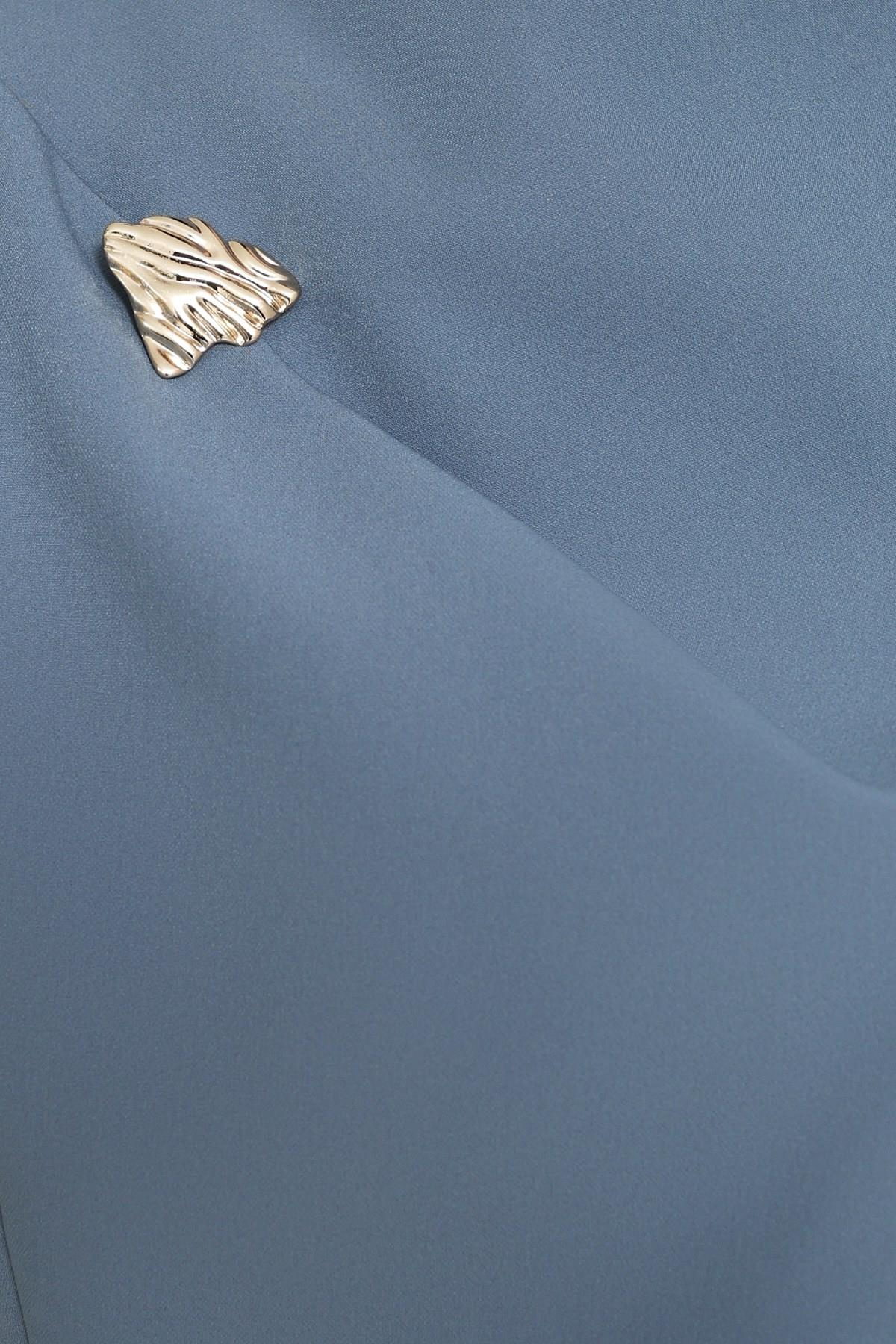 Kuvars Tek Omuz Detaylı Tam Kalıp Midi Boy Elbise Kadın Günlük Elbise modelleri