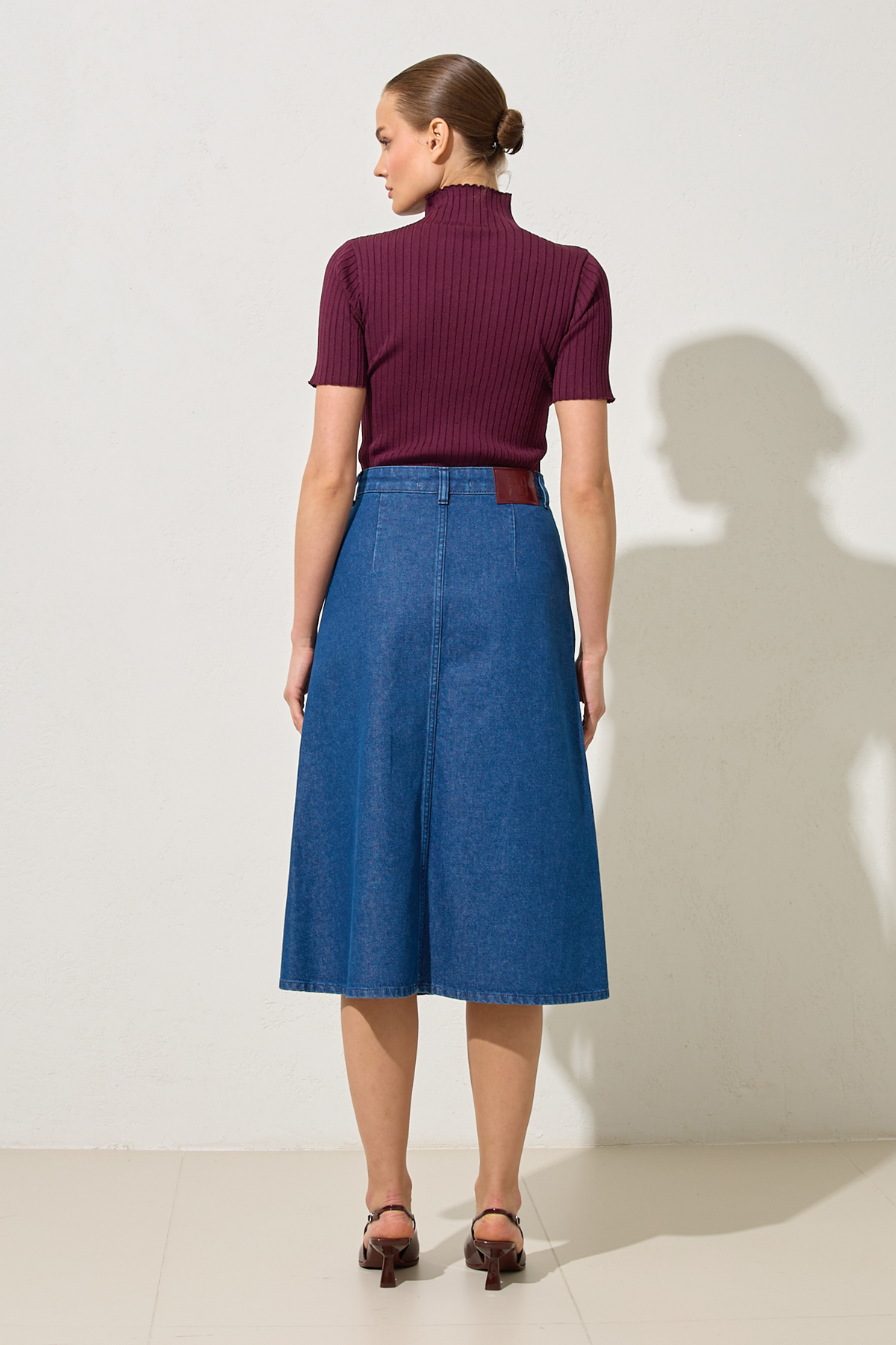 Lacivert Cep Detaylı Kot Etek Kadın Etek modelleri