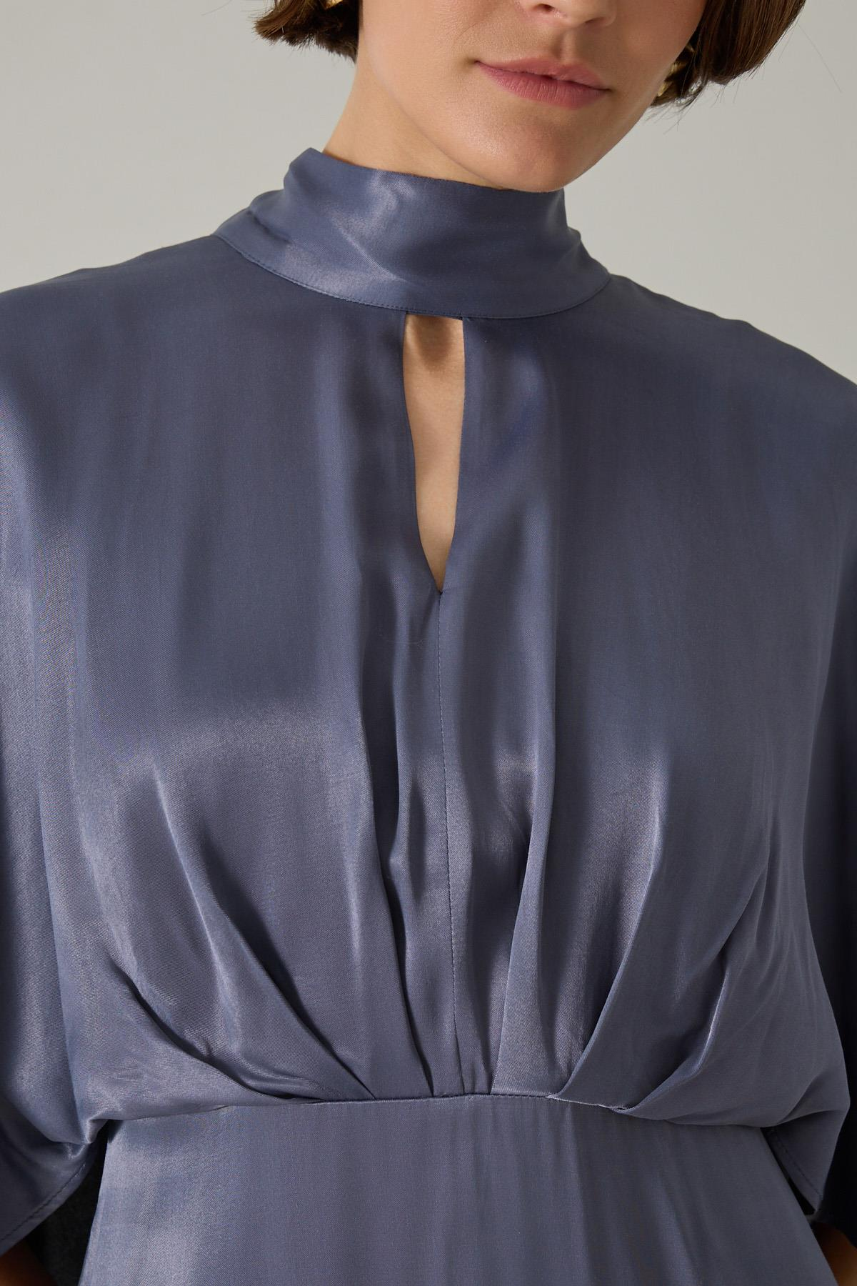 Lacivert Yakada Pencere Ve Kol Detaylı Belden Oturtmalı Uzun Elbise Kadın Kategorisiz modelleri