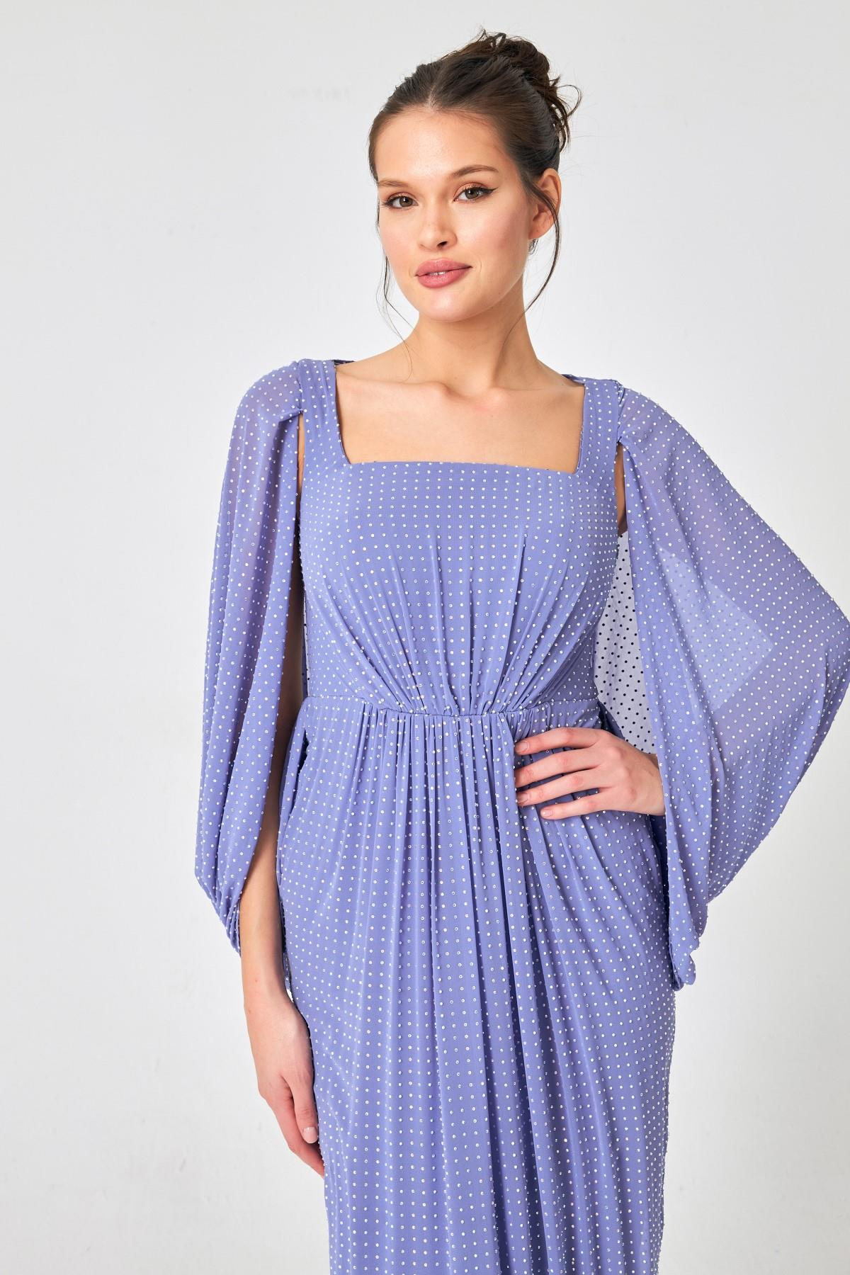 Lila Kol Detaylı Pileli Abiye Kadın Kategorisiz modelleri