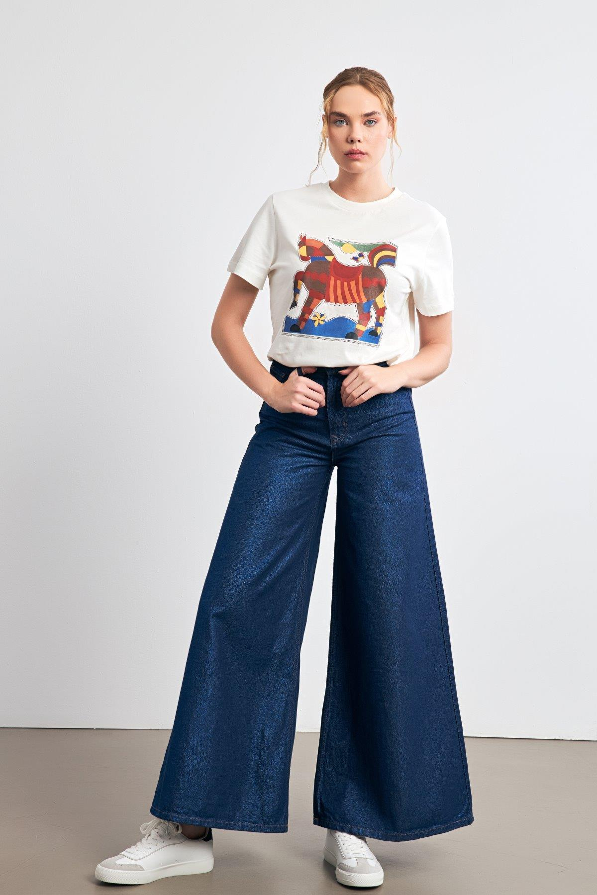 Mavi Geniş Paça Kot Pantolon Kadın Kategorisiz modelleri