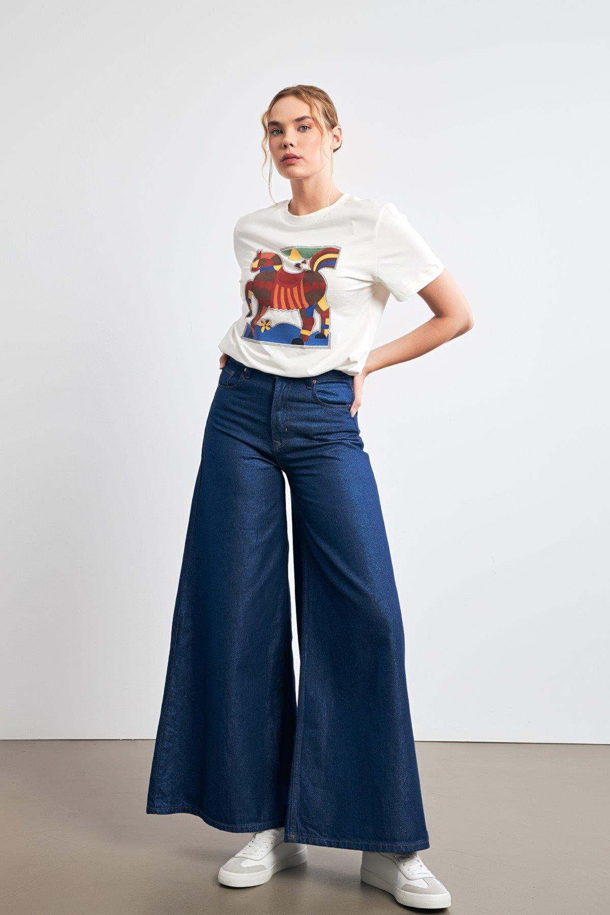 Mavi Geniş Paça Kot Pantolon Kadın Kategorisiz modelleri
