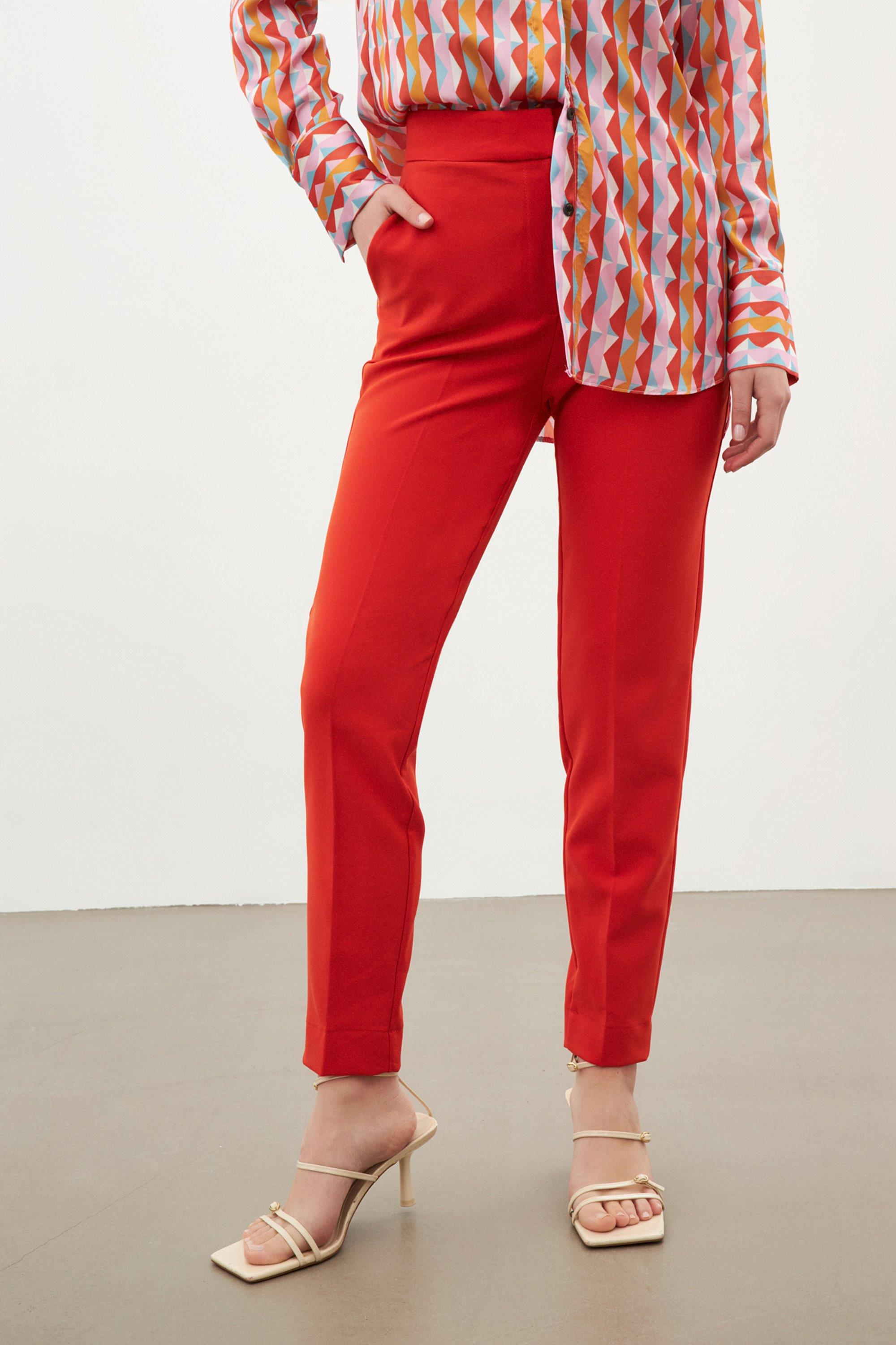 Mercan Dar Kesim Cep Detaylı Pantolon  Kadın Pantolon modelleri