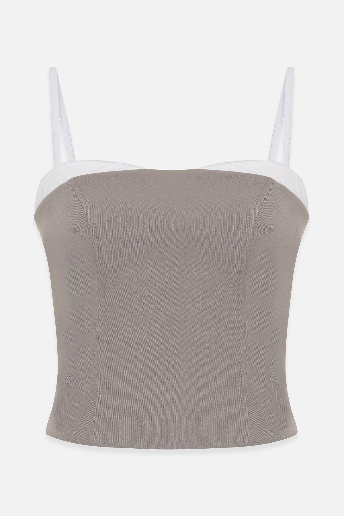 Olive İnce Askılı Yaka Detaylı Tam Kalıp Bluz Kadın Kategorisiz modelleri