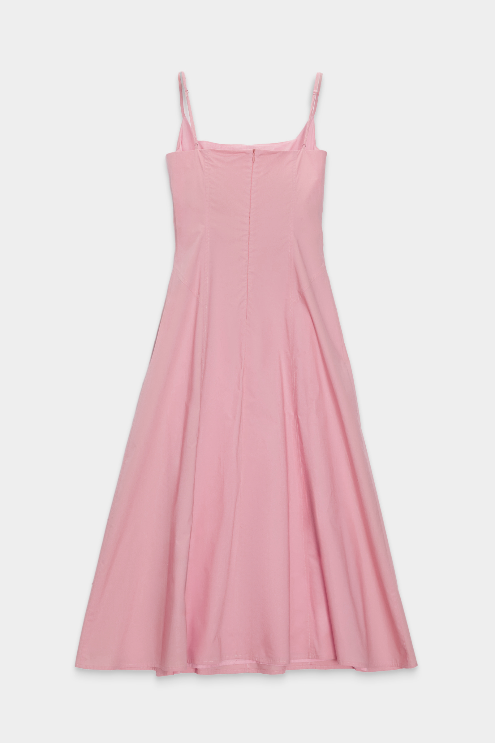 Pembe Dar Kalıp %100 Pamuklu Askılı Belden Oturtmalı Midi Boy Dar Kalıp Elbise Kadın Günlük Elbise modelleri