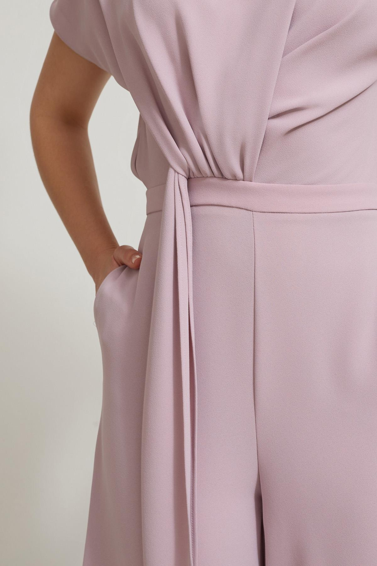 Pudra Bel Detaylı Kolsuz Tulum  Kadın Kategorisiz modelleri