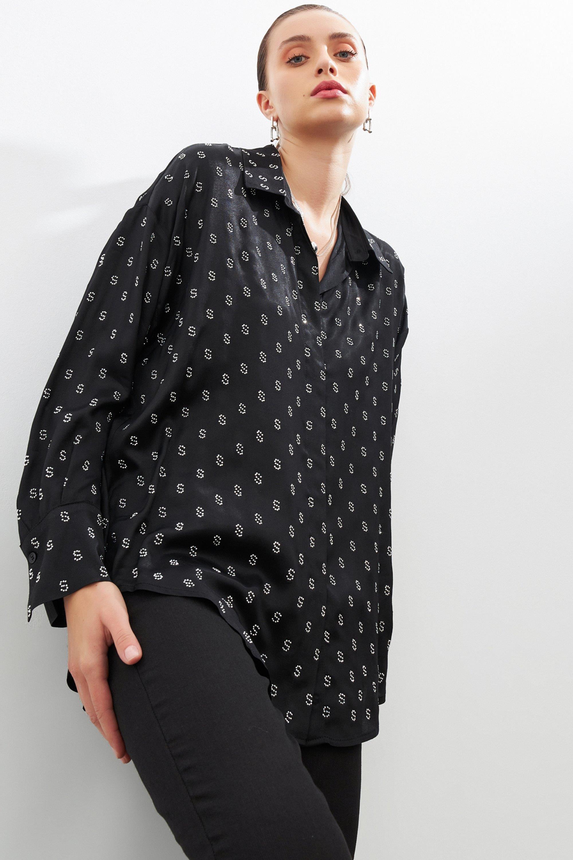 Siyah 1YD4CGM0529 GÖMLEK Kadın Gömlek modelleri