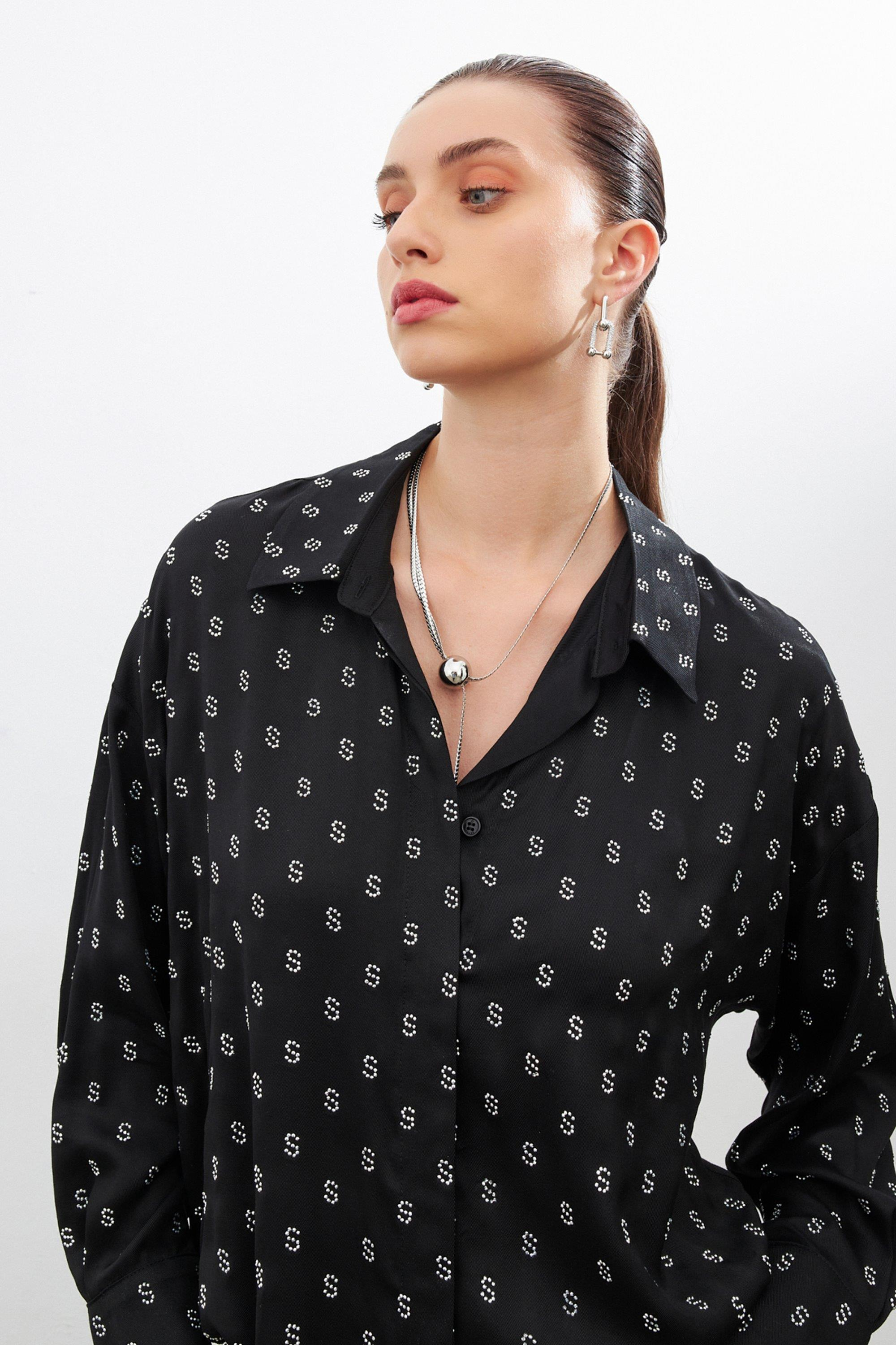 Siyah 1YD4CGM0529 GÖMLEK Kadın Gömlek modelleri