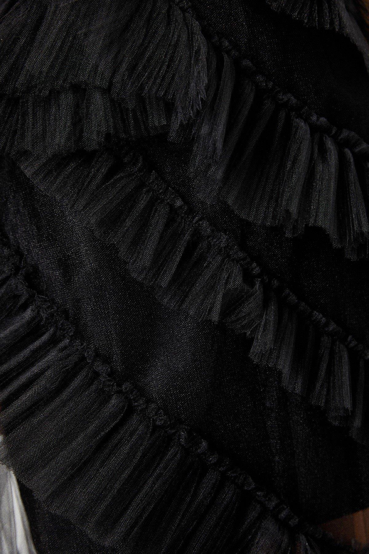 Black  V Neck Organza Cocktail Dress Kadın  modelleri