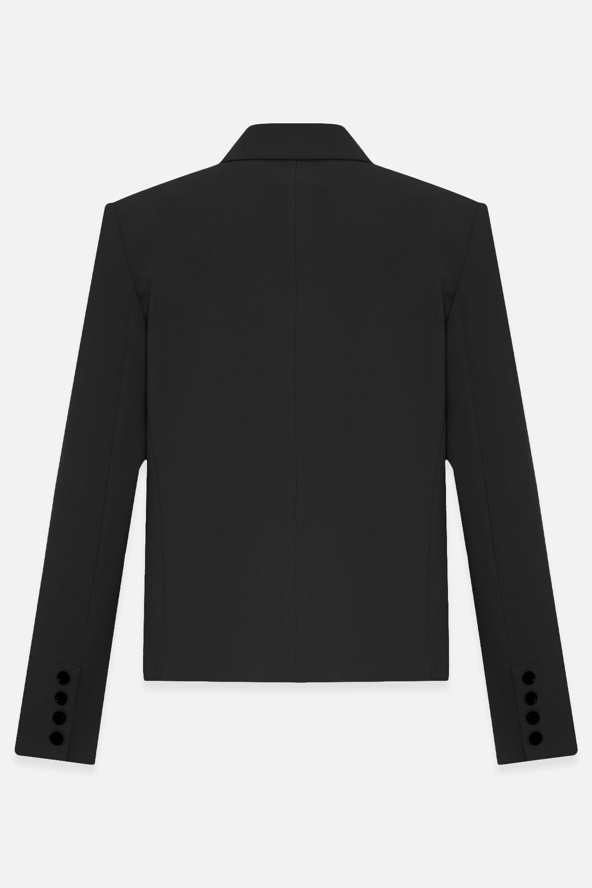 Siyah Asimetrik Kapama Cep Detaylı Ceket Kadın Ceket modelleri