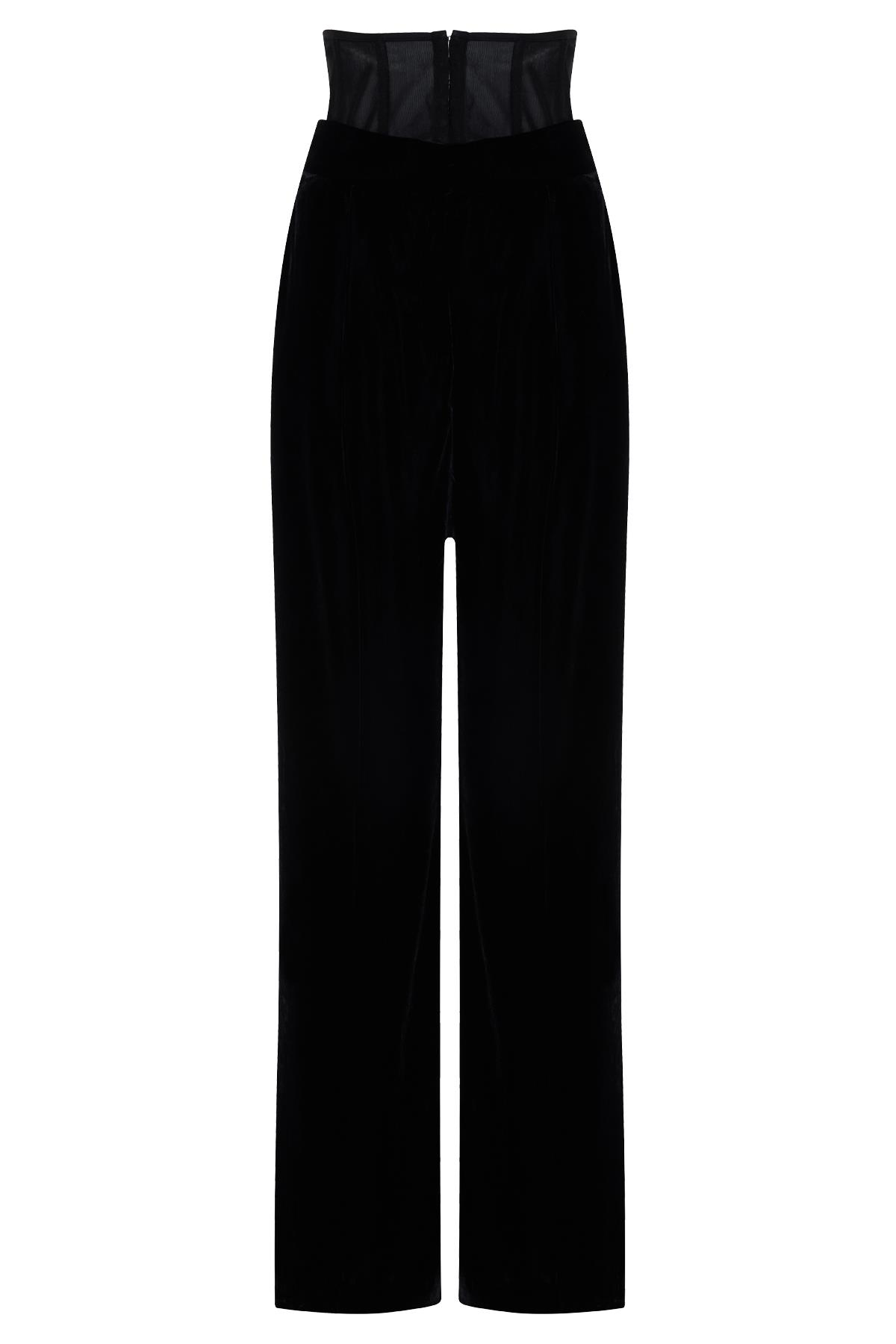 Siyah Belden Korse Detaylı Rahat Kesim Pantolon Kadın Kategorisiz modelleri