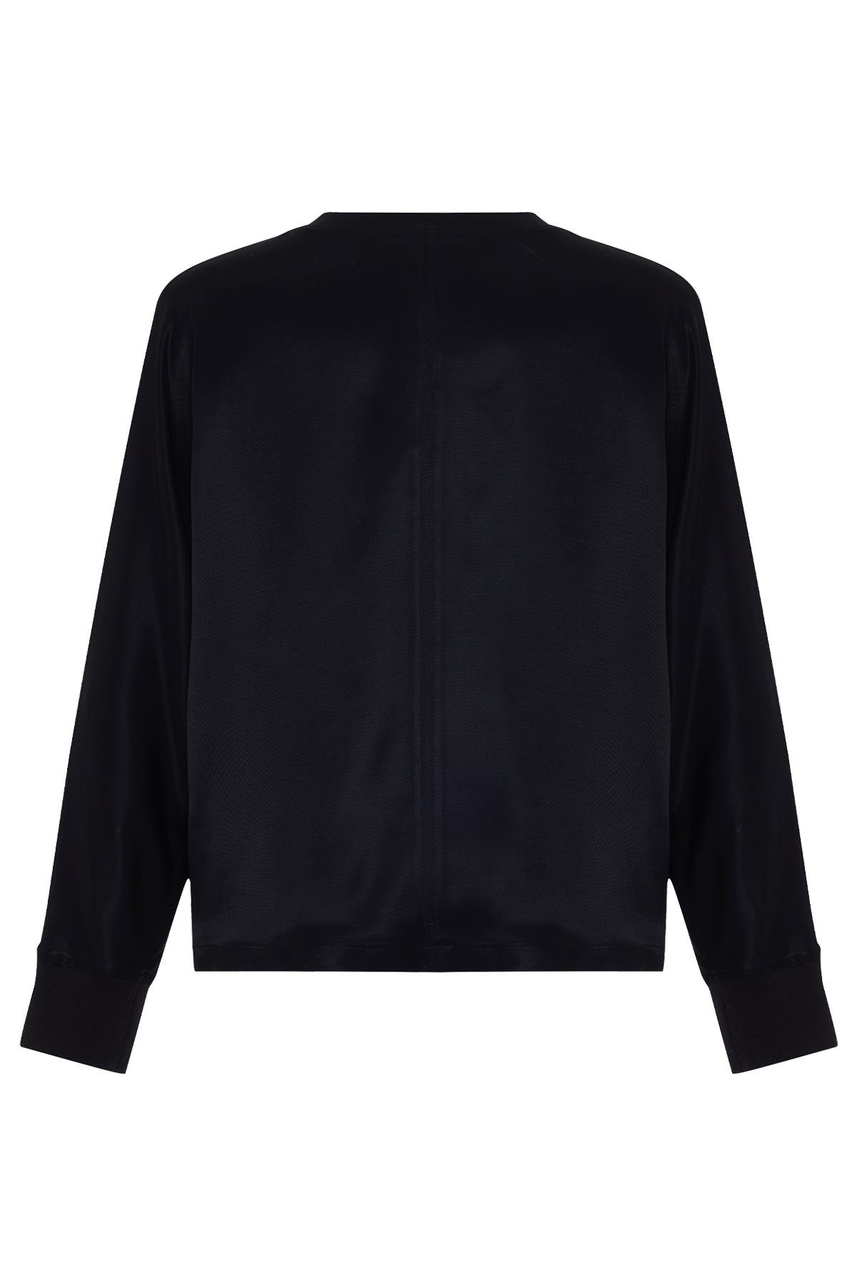 Siyah Bisiklet Yaka Uzun Kollu Bluz Kadın Bluz modelleri