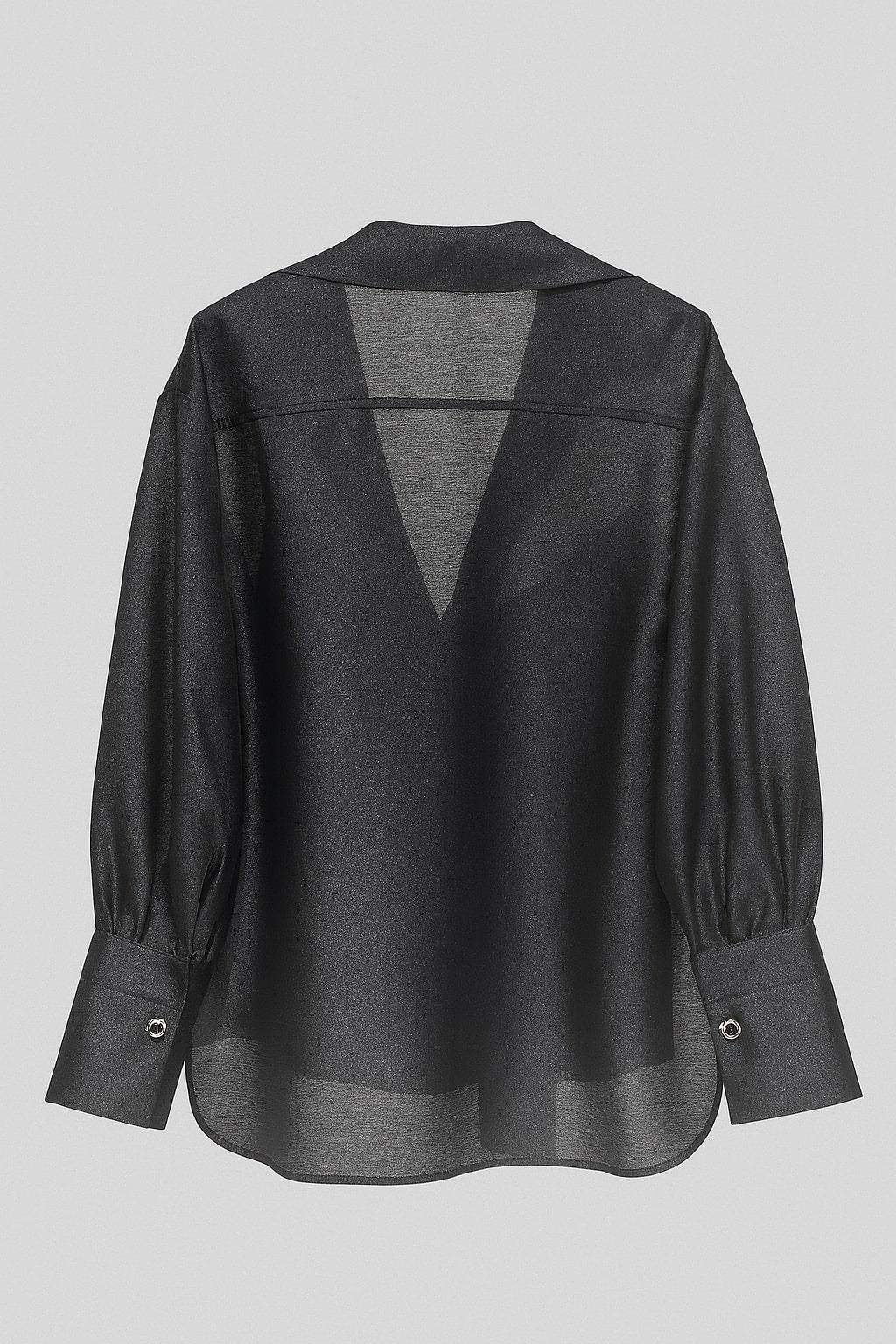 Siyah Ceket Yaka Dökümlü Gömlek Kadın Gömlek modelleri