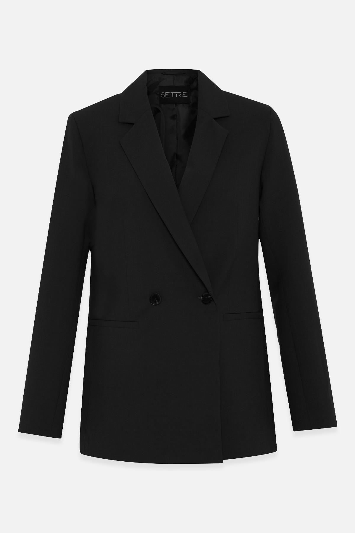 Siyah Cep Ve Düğme Detaylı Basic Ceket Kadın Ceket modelleri