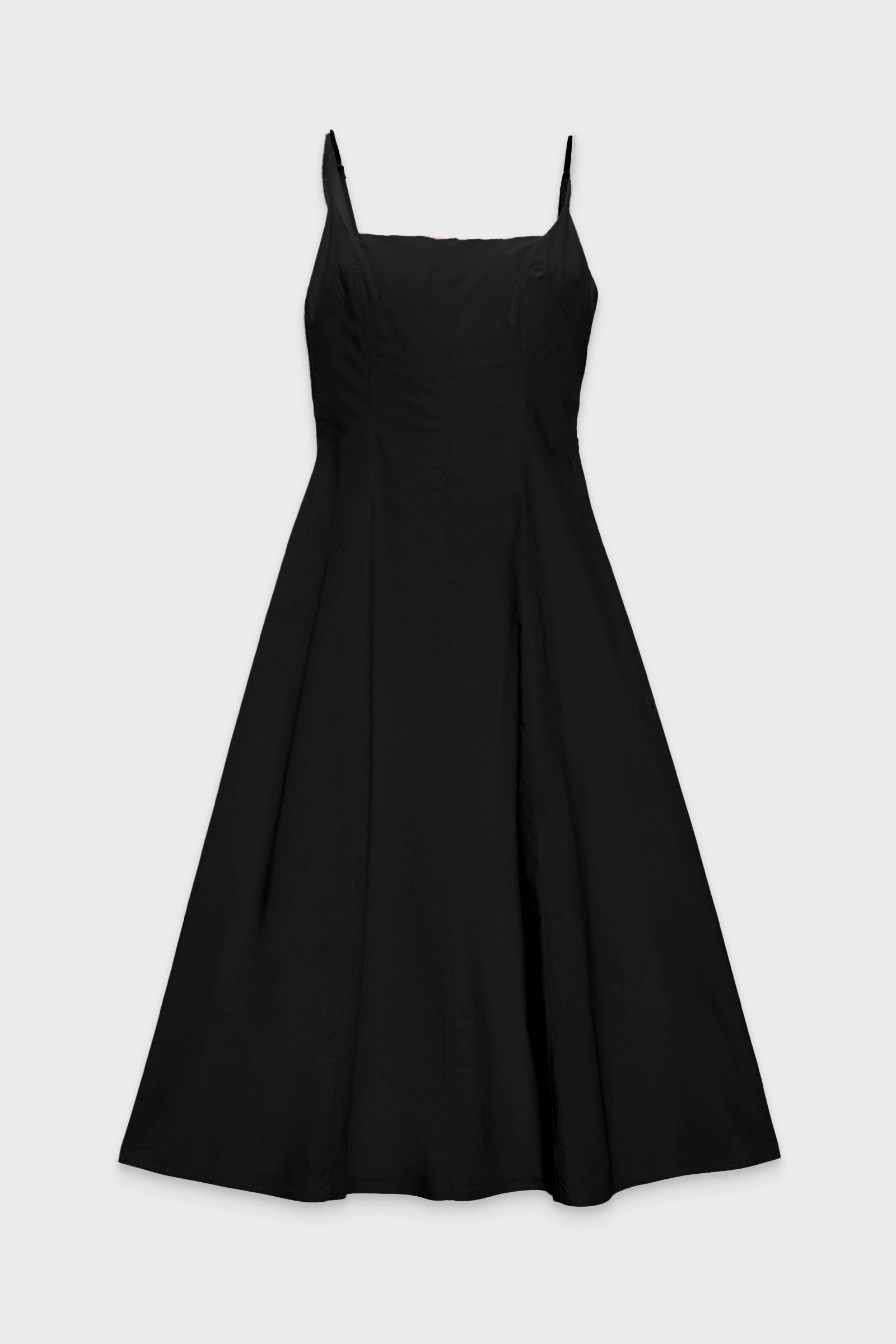 Siyah Dar Kalıp %100 Pamuklu Askılı Belden Oturtmalı Midi Boy Dar Kalıp Elbise Kadın Günlük Elbise modelleri