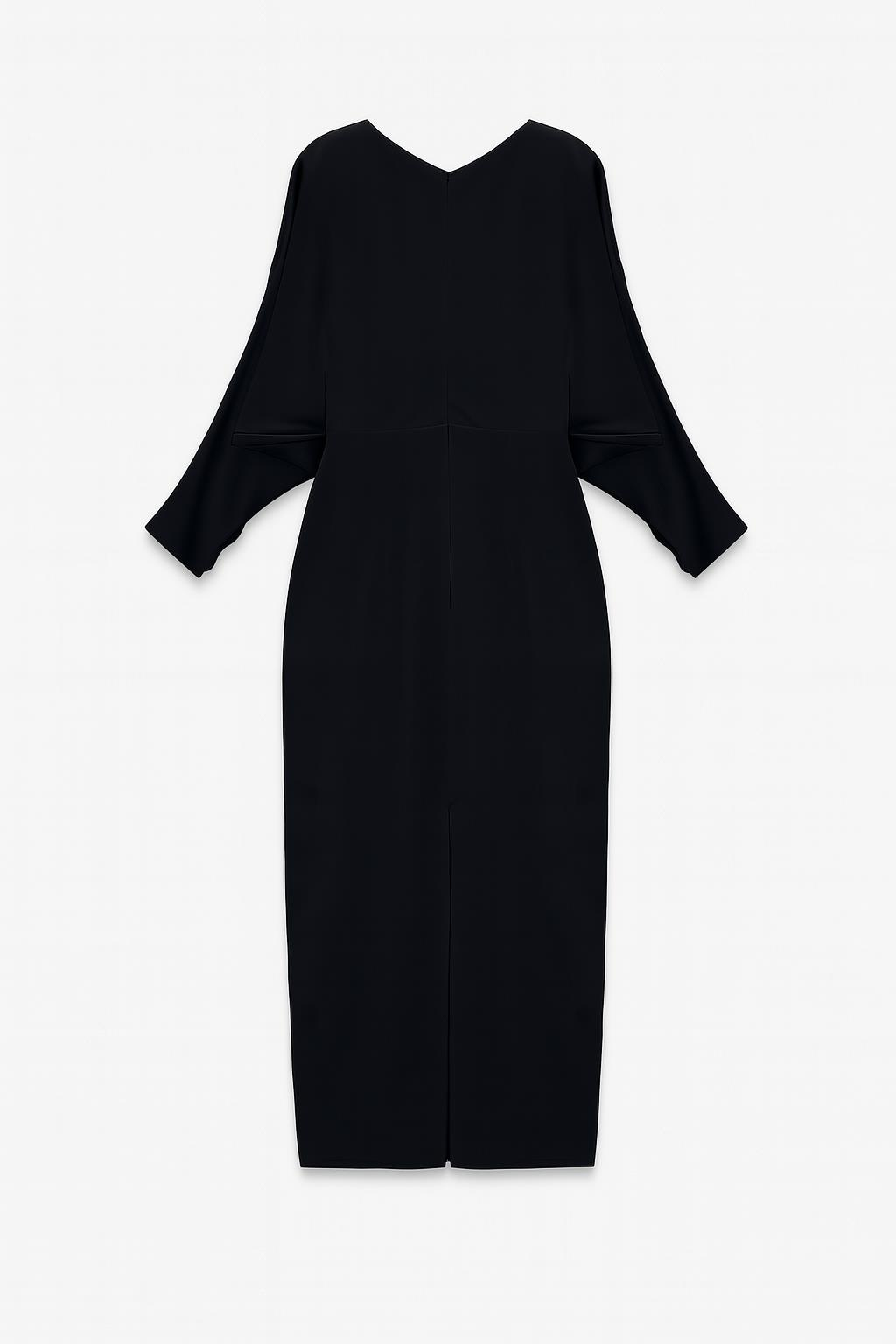 Siyah Derin Dekolte Ve Gül Detaylı Uzun Boy Elbise Kadın Günlük Elbise modelleri