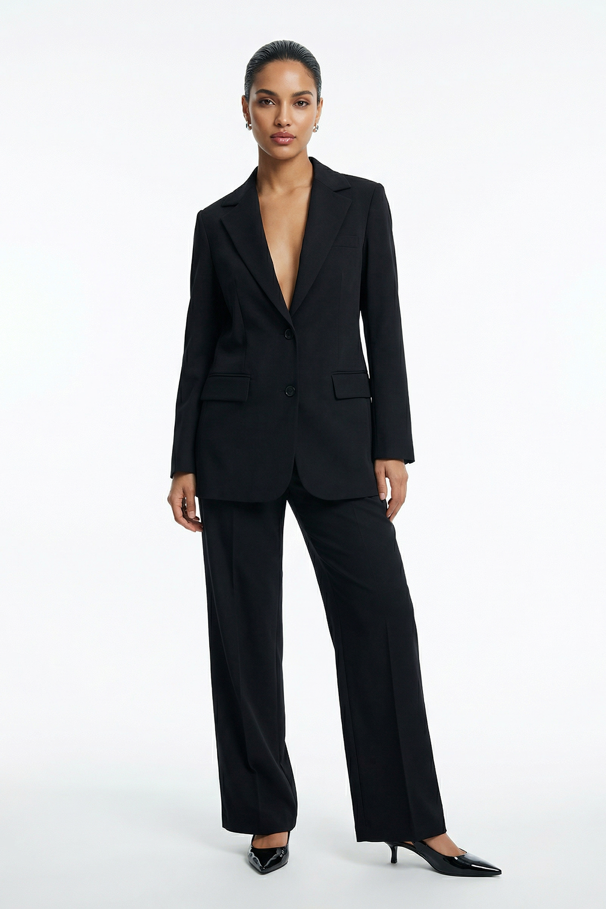 Siyah Düğmesiz Cep Detaylı Rahat Kesim Ceket Kadın Ceket modelleri