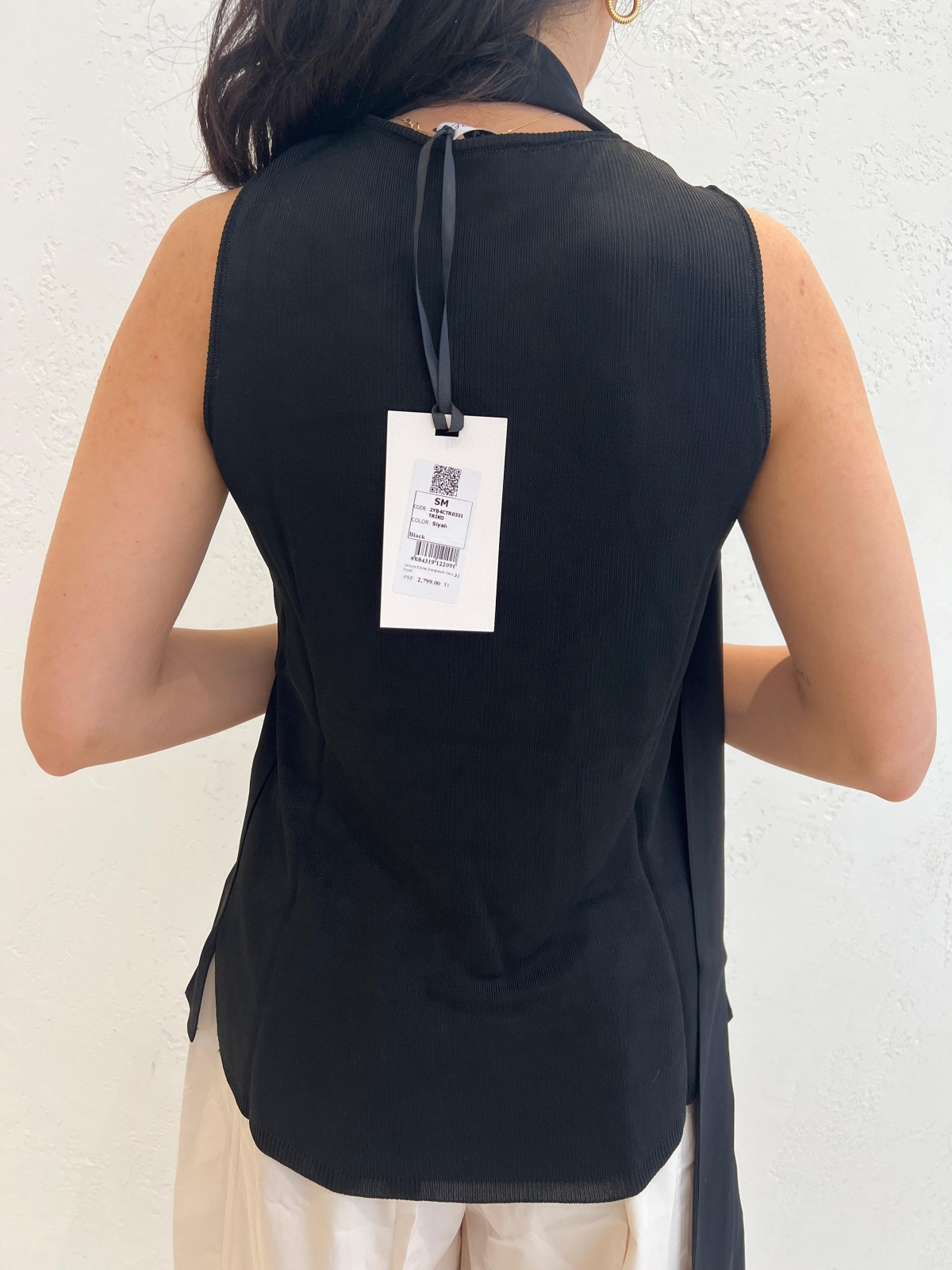 Siyah Kolsuz Asimetrik , Balıkçı Yaka Şal Detaylı Triko Kadın Bluz modelleri