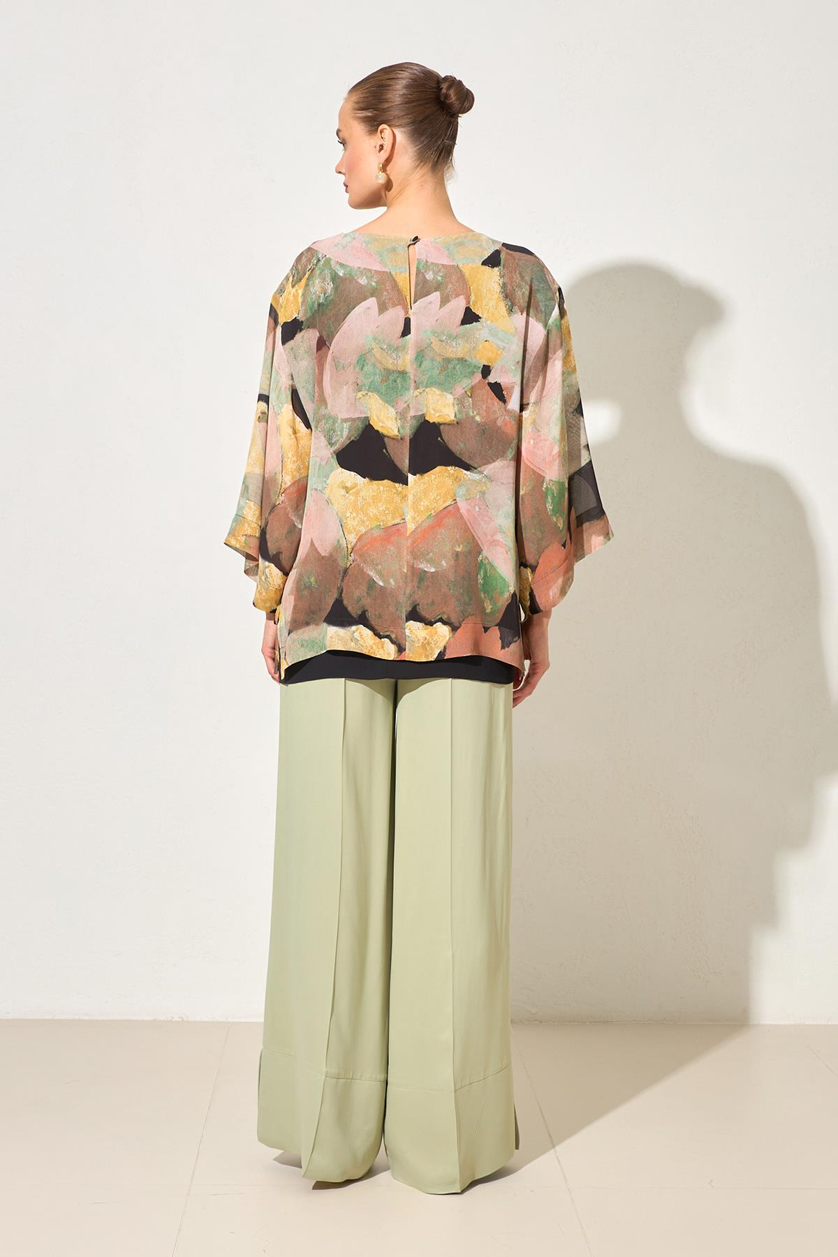 Siyah-Sarı Desenli Uzun Kollu Bluz Kadın Bluz modelleri