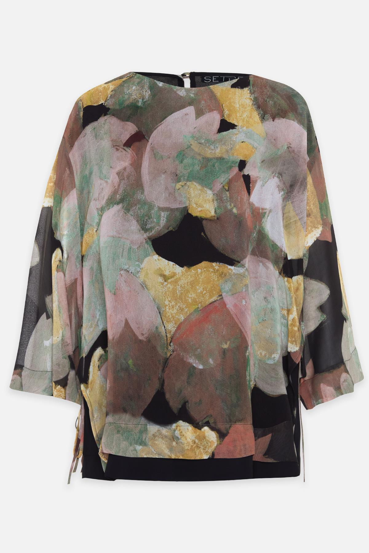 Siyah-Sarı Desenli Uzun Kollu Bluz Kadın Bluz modelleri