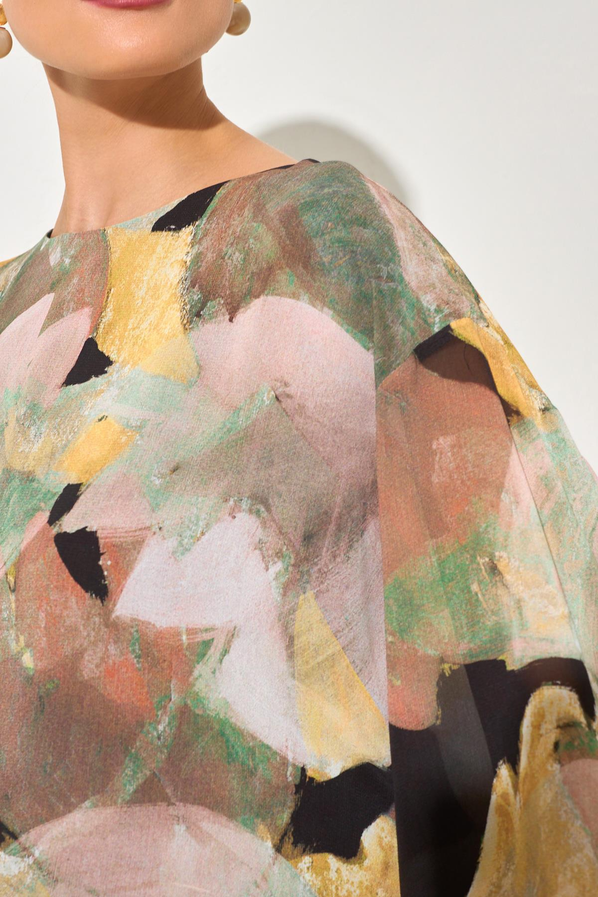 Siyah-Sarı Desenli Uzun Kollu Bluz Kadın Bluz modelleri