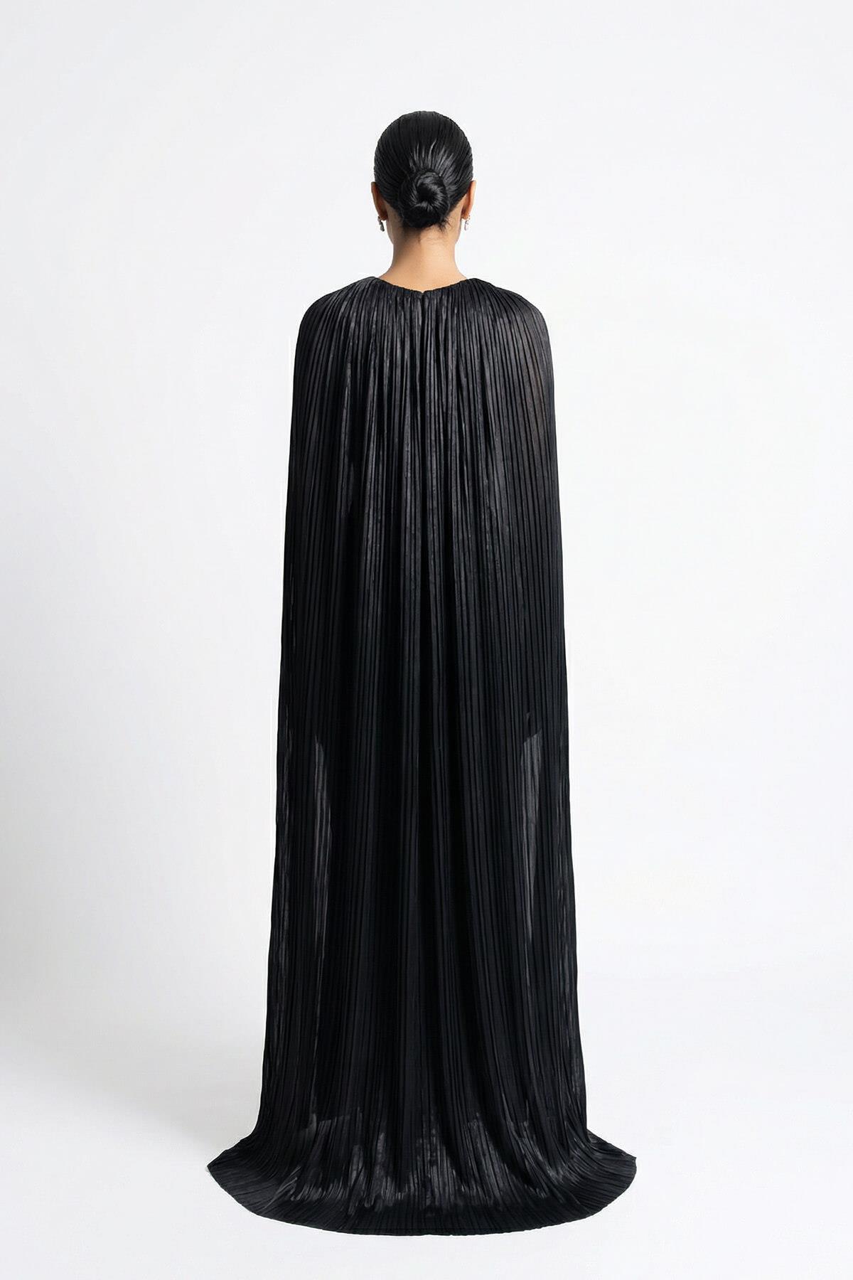 Siyah Straplez Yaka Detaylı Dökümlü Abiye Elbise Kadın Abiye Elbise modelleri