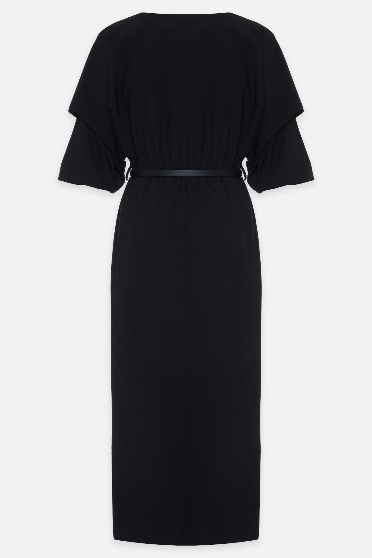 Siyah Yaka Ve Kol Detaylı Midi Boy Elbise Kadın Günlük Elbise modelleri