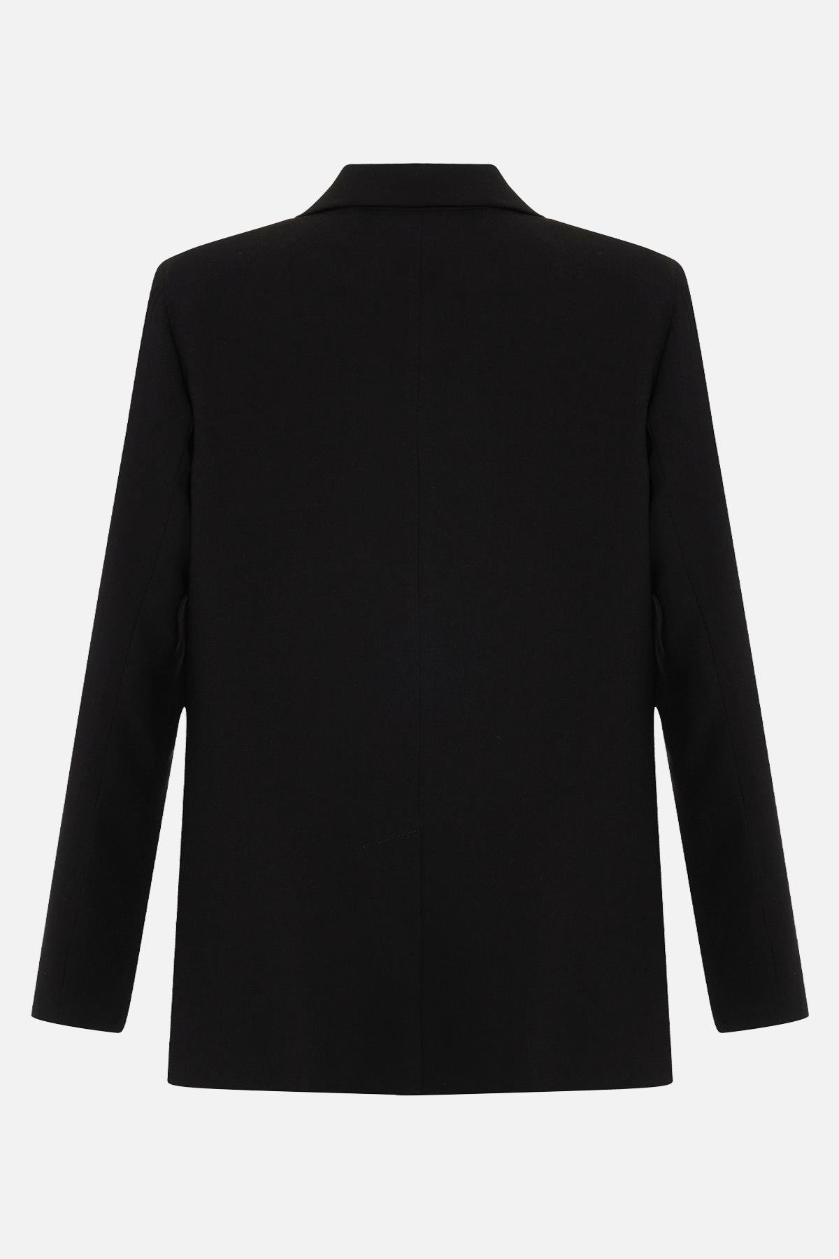 Siyah Yakada Taş Ve Düğme Detaylı Ceket Kadın Ceket modelleri