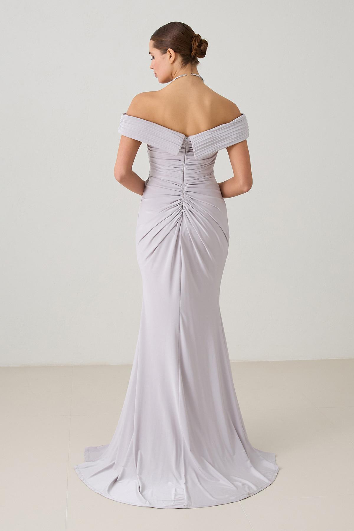 Taş Asimetrik Kat Detaylı Belden Oturtmalı Uzun Boy Abiye Elbise Kadın Abiye Elbise modelleri