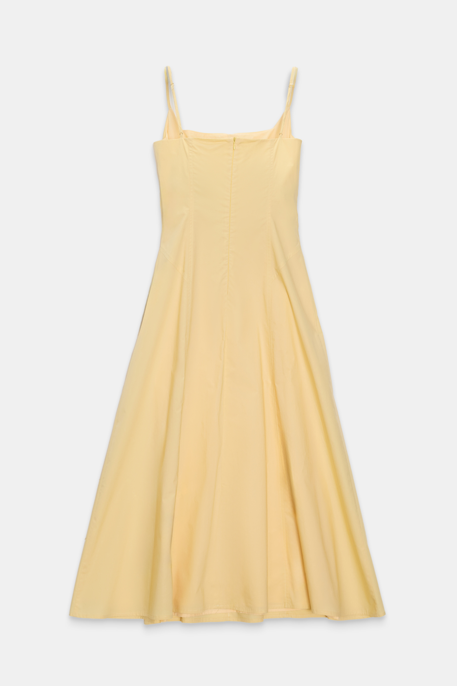 Tereyağ Sarısı Dar Kalıp %100 Pamuklu Askılı Belden Oturtmalı Midi Boy Dar Kalıp Elbise Kadın Günlük Elbise modelleri