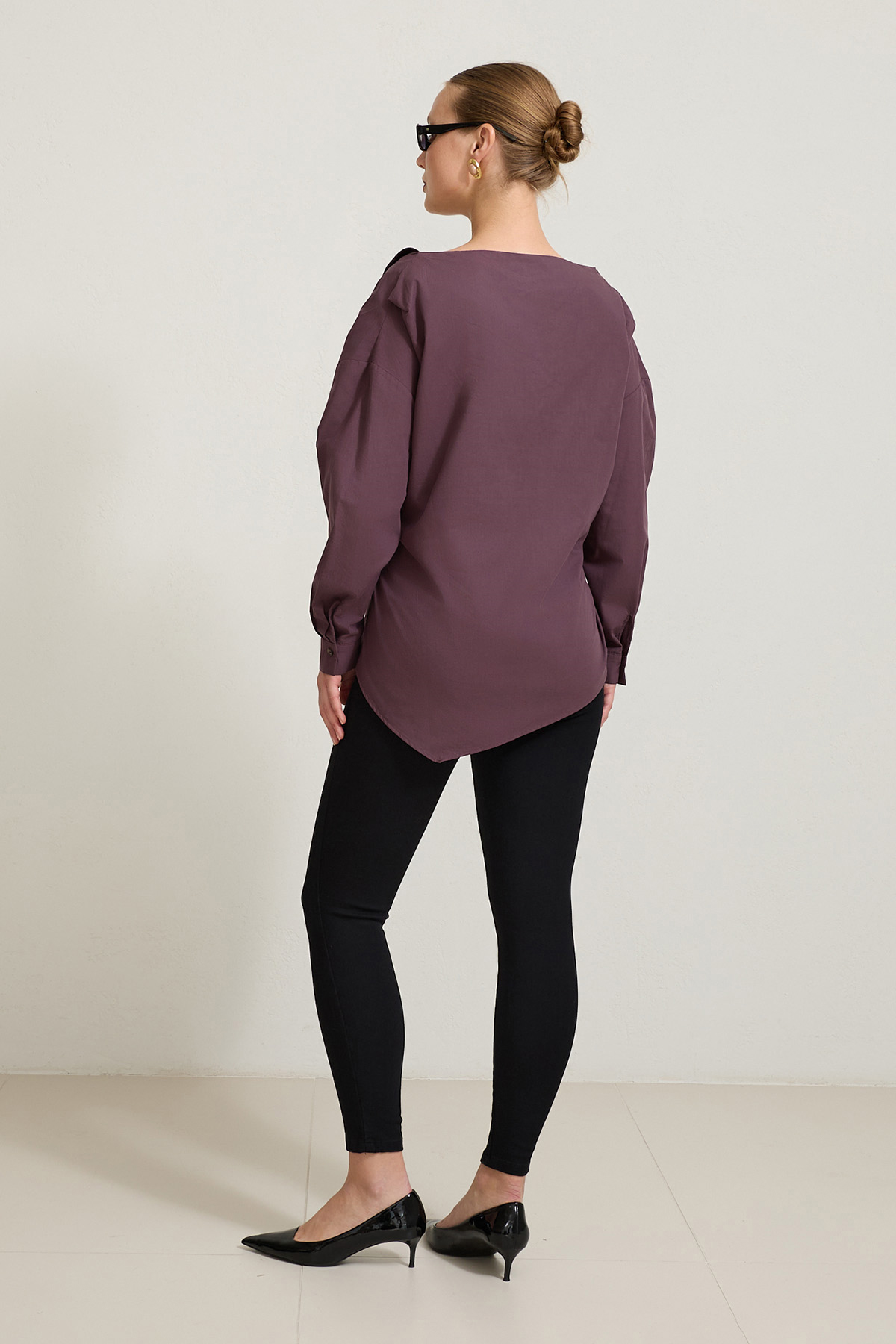 Vişne %100 Pamuklu Yaka Detaylı Gömlek Kadın Gömlek modelleri