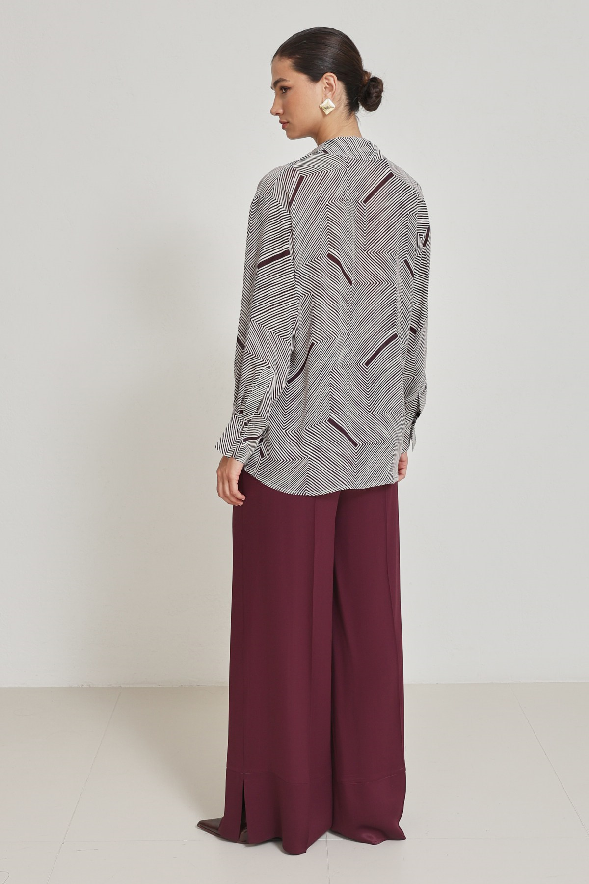 Vişne Desenli Uzun Kollu Gömlek Kadın Gömlek modelleri