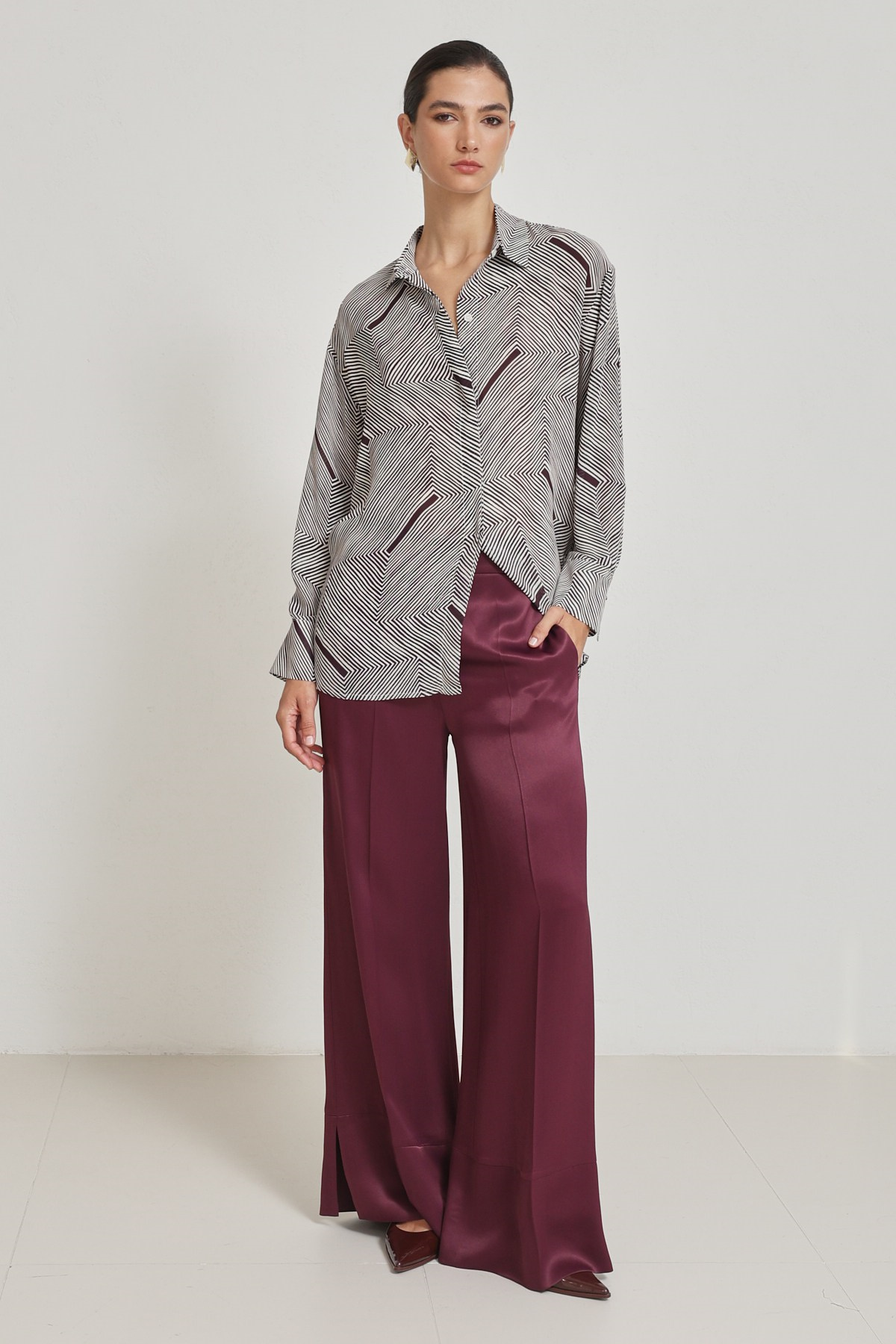 Vişne Desenli Uzun Kollu Gömlek Kadın Gömlek modelleri