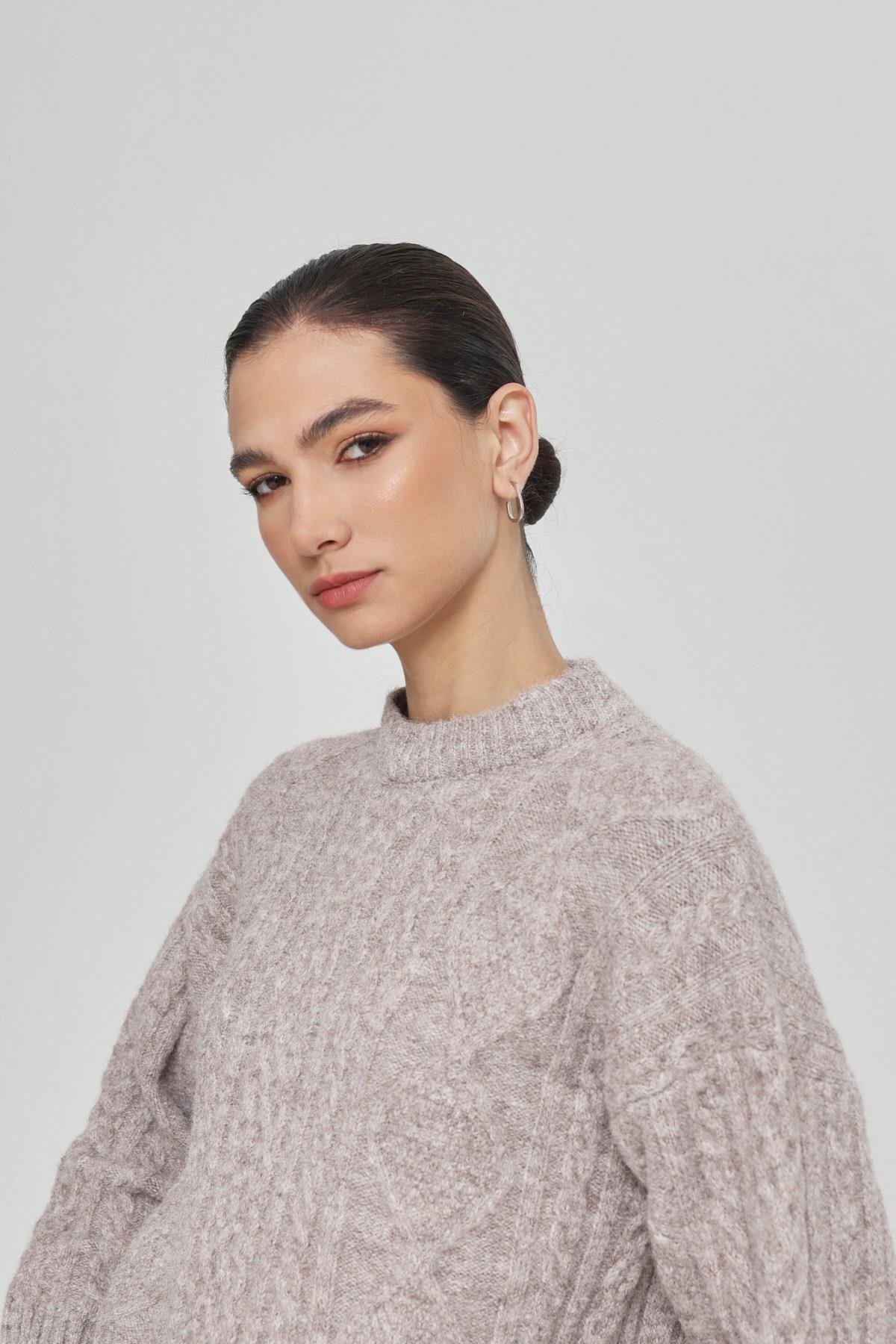 Vizon Desenli Uzun Kollu Triko Kadın Triko modelleri