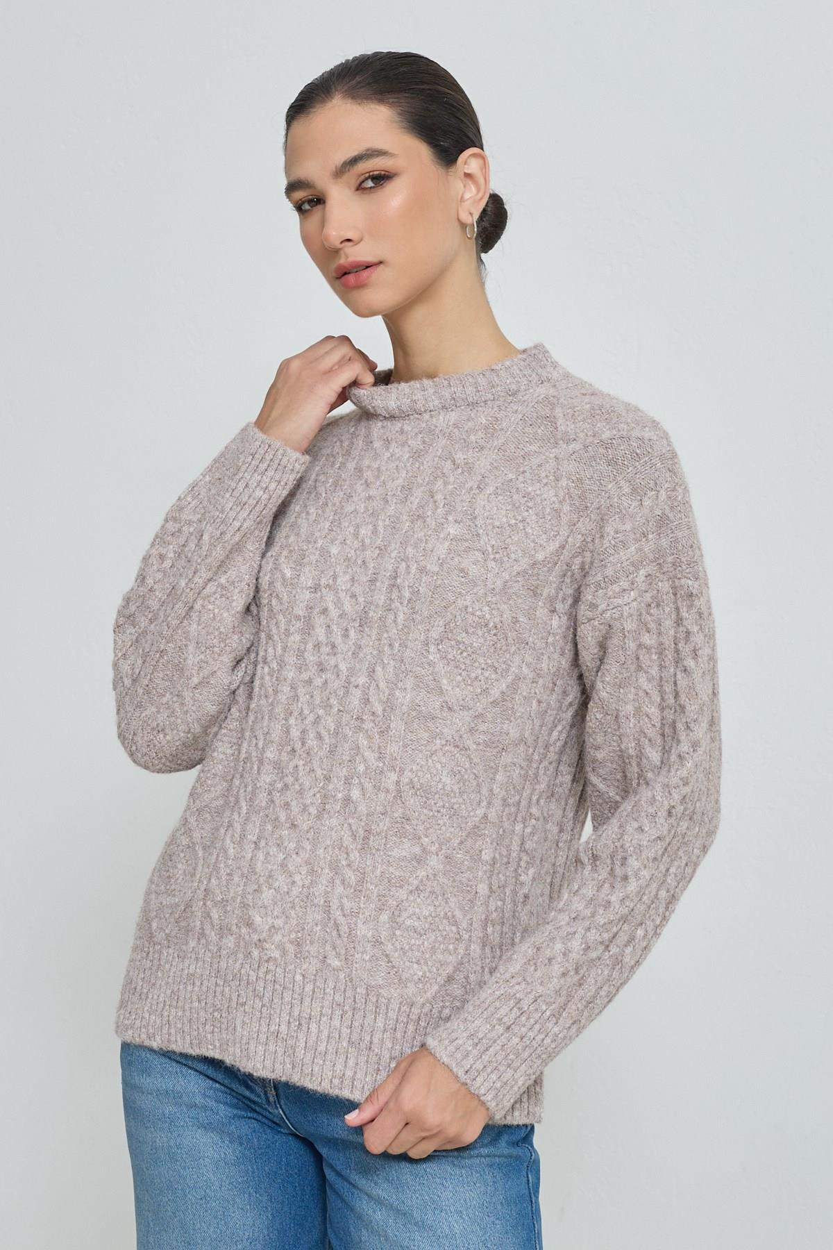 Vizon Desenli Uzun Kollu Triko Kadın Triko modelleri