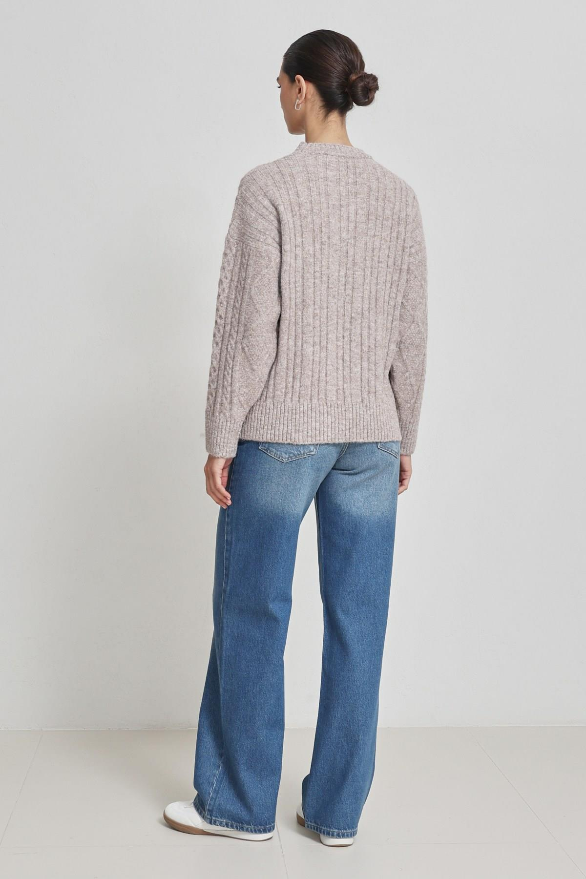 Vizon Desenli Uzun Kollu Triko Kadın Triko modelleri