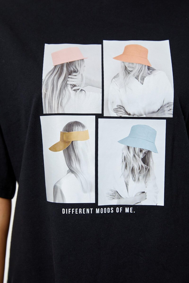 Siyah Baskılı Kısa Kol T-ShirtST060S71183002