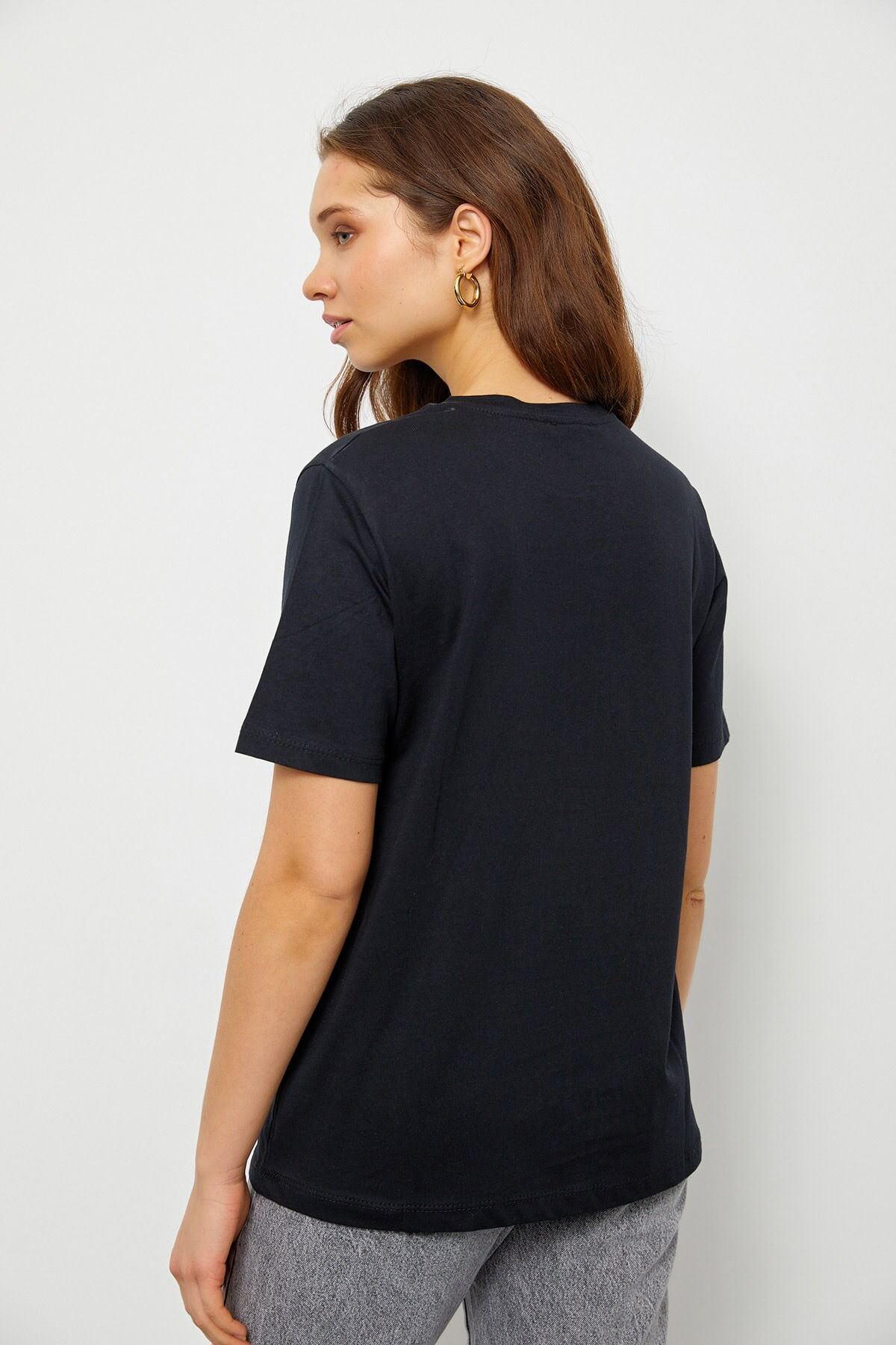 Siyah Baskılı Kısa Kol T-ShirtST060S71160004