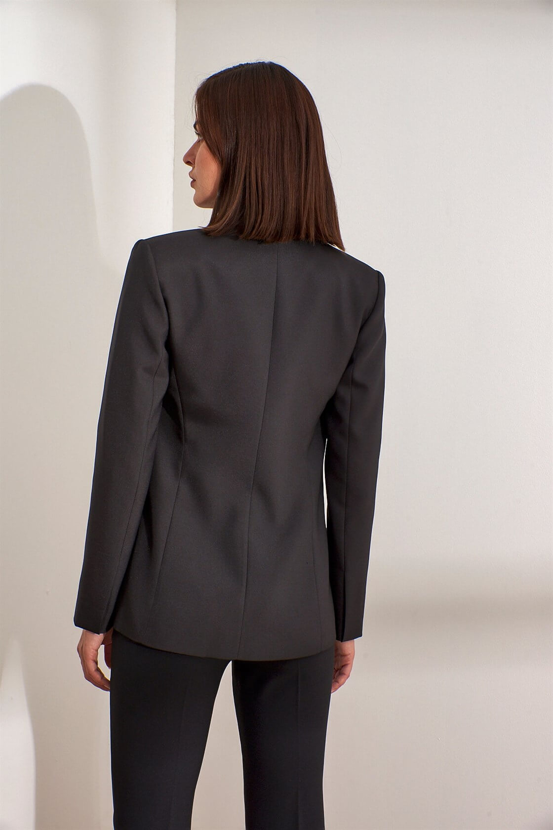 Siyah Kruvaze Kapama Uzun Kol Blazer CeketST060W9020201