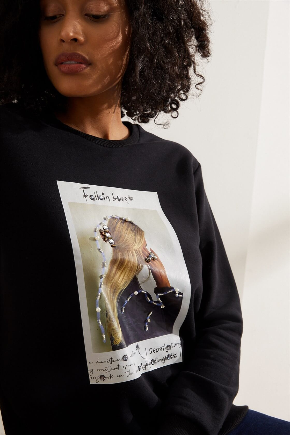 Siyah Slogan Yazılı SweatshirtST060W7207701