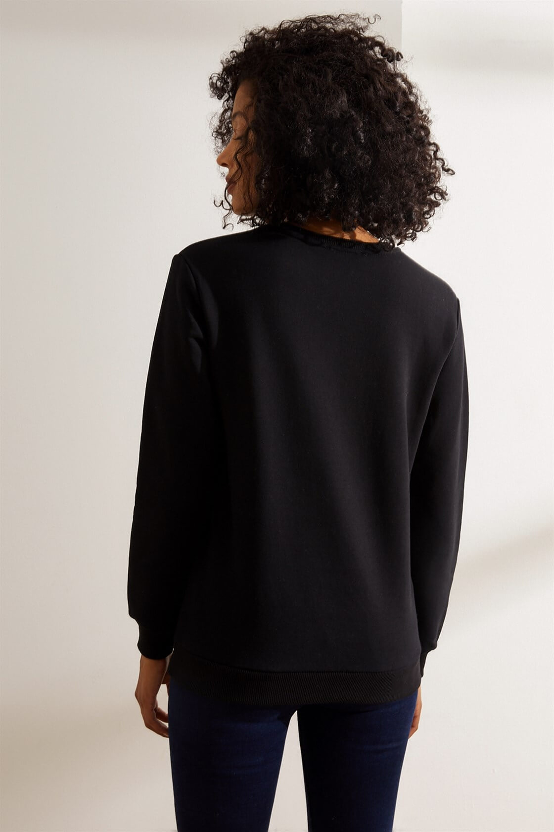 Siyah Slogan Yazılı SweatshirtST060W7207701