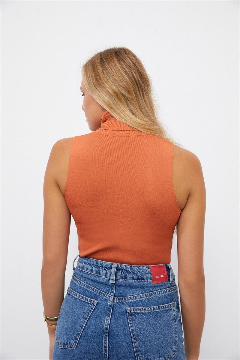 Soğan Kabuğu Balıkçı Yaka Kolsuz TrikoST060W94170001