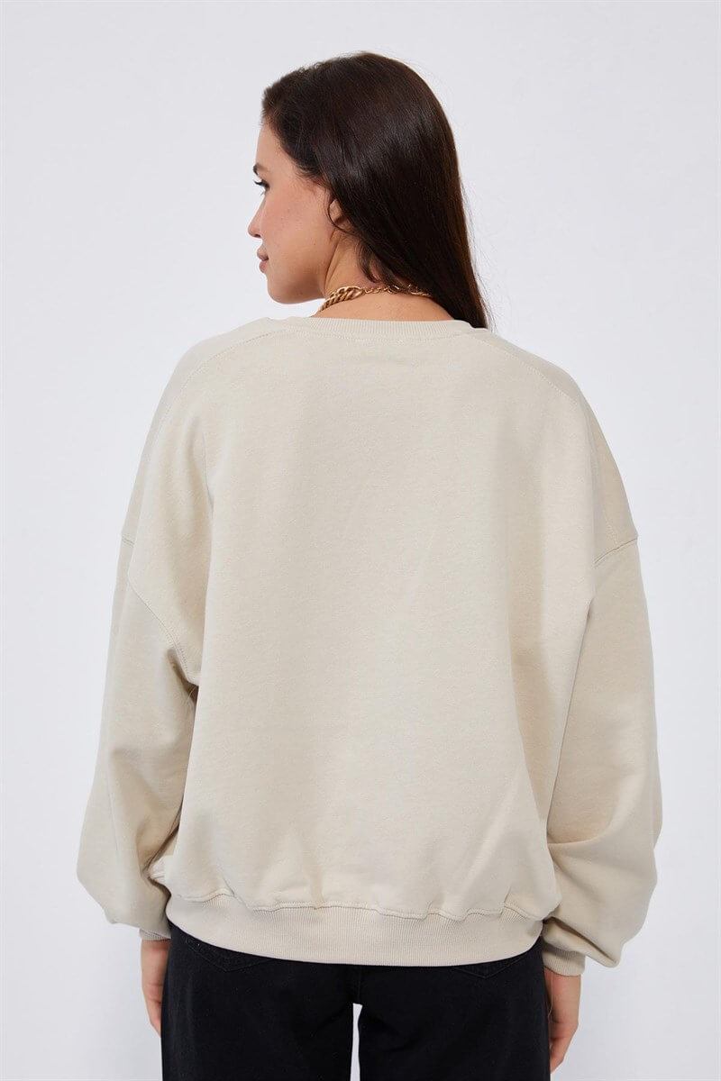 Taş Bisiklet Yaka Oversize S-ShirtST040W72011004