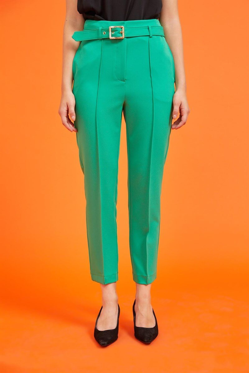 Yeşil Kemerli Kumaş PantolonST060S20539001