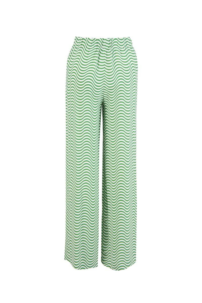 Yeşil Yüksek Bel Çizgili PantolonST060S20584001