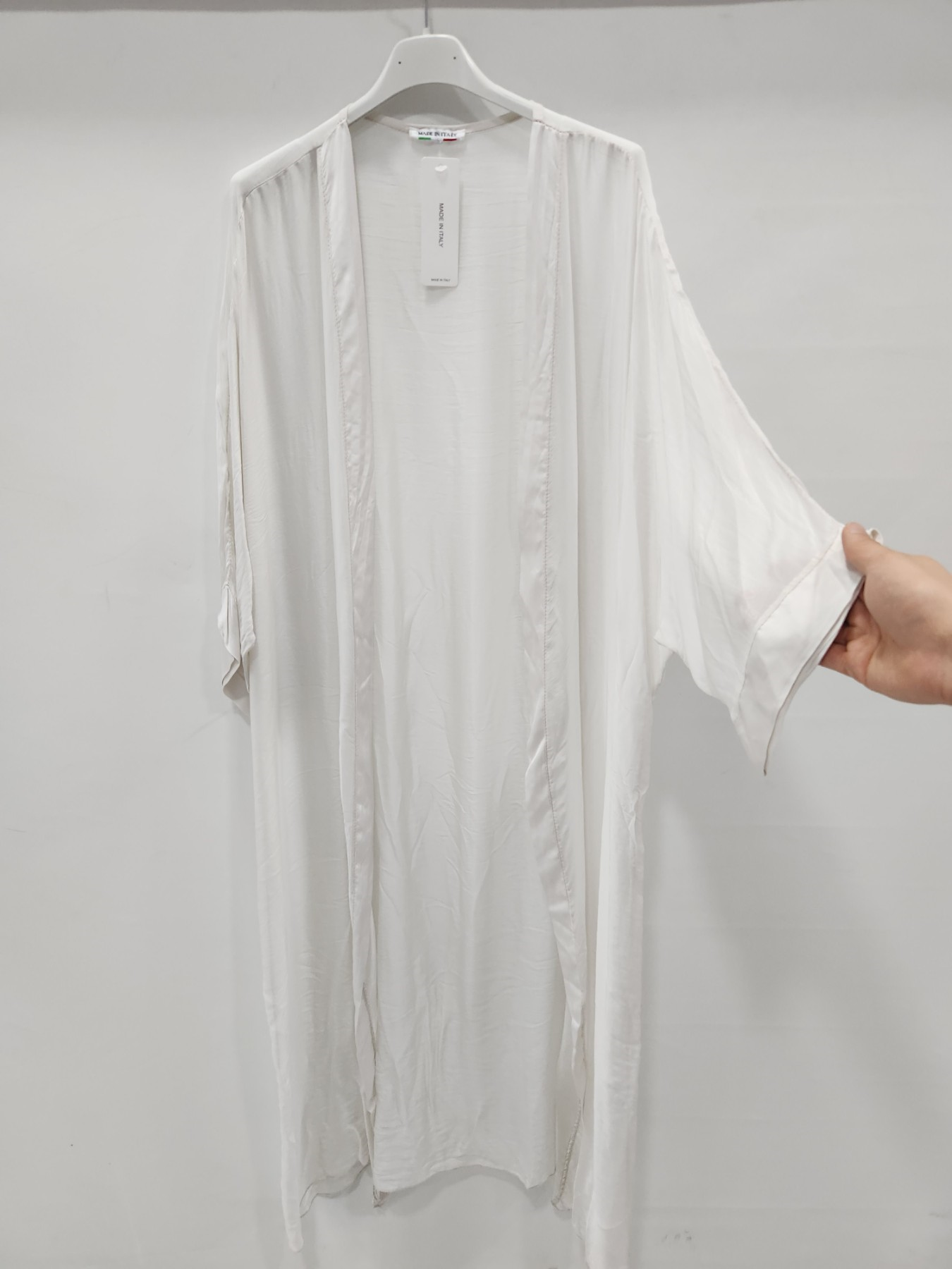 Beige İtalyan Uzun İpek Kaftan
