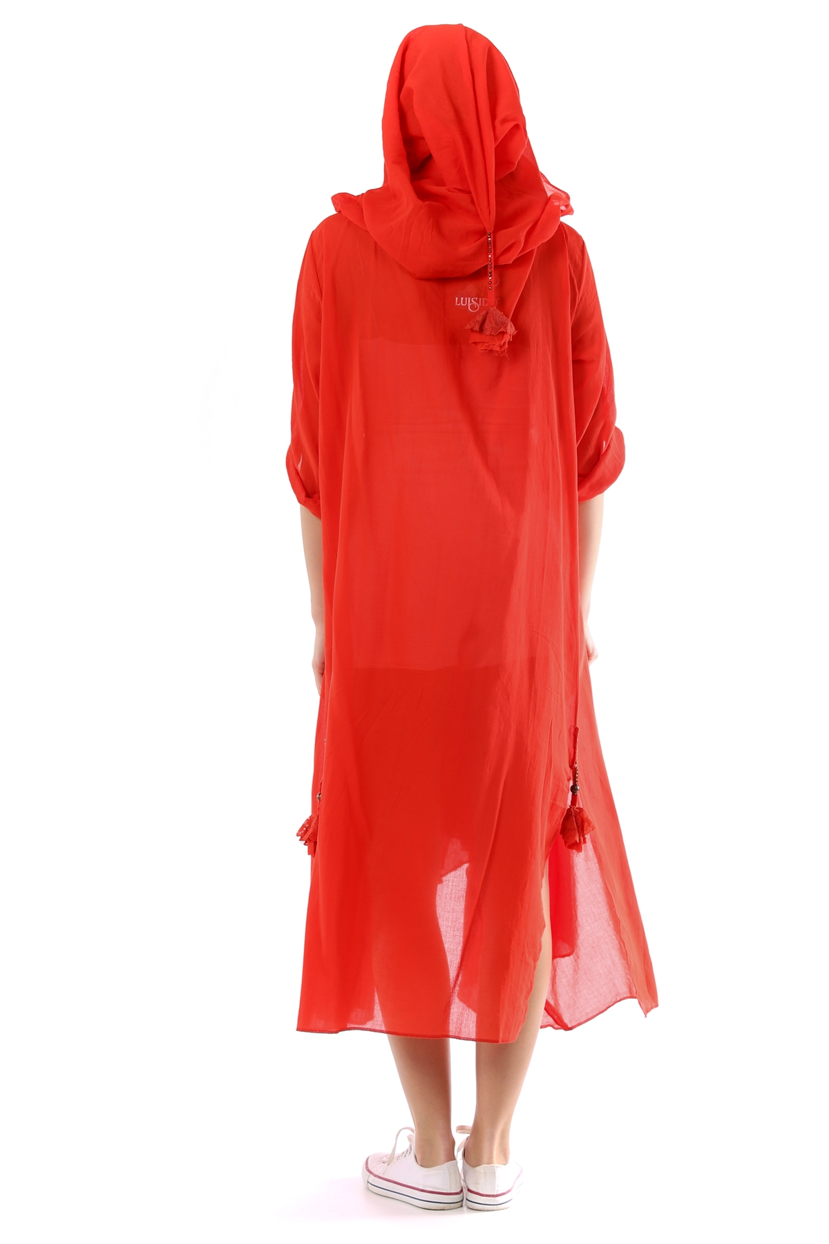 Nar Çiçeği Kadın Cadı Kapüşonlu Bohem Kaftan